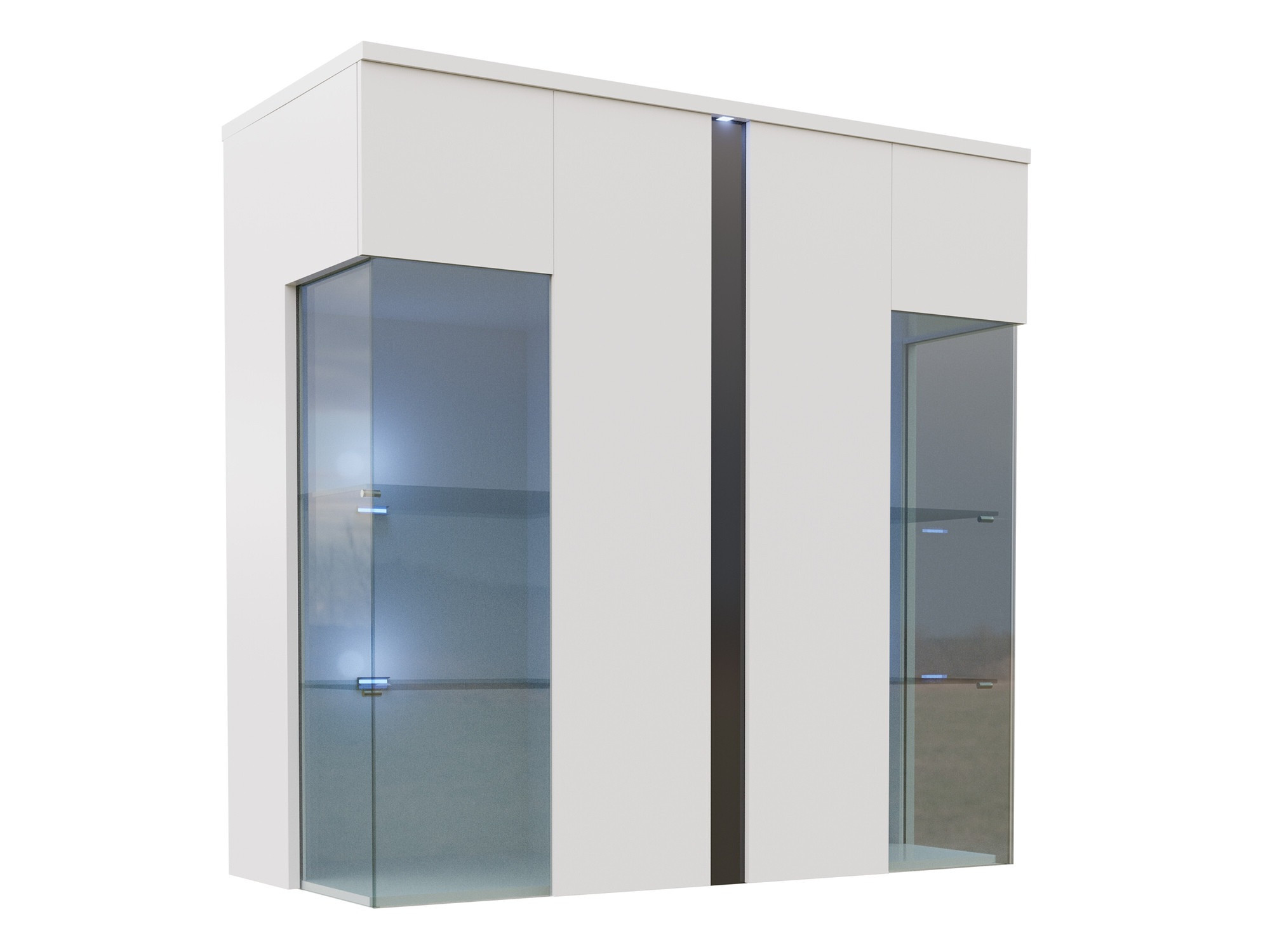 Aparador Florem III (Blanco + Blanco brillante + Negro brillante)