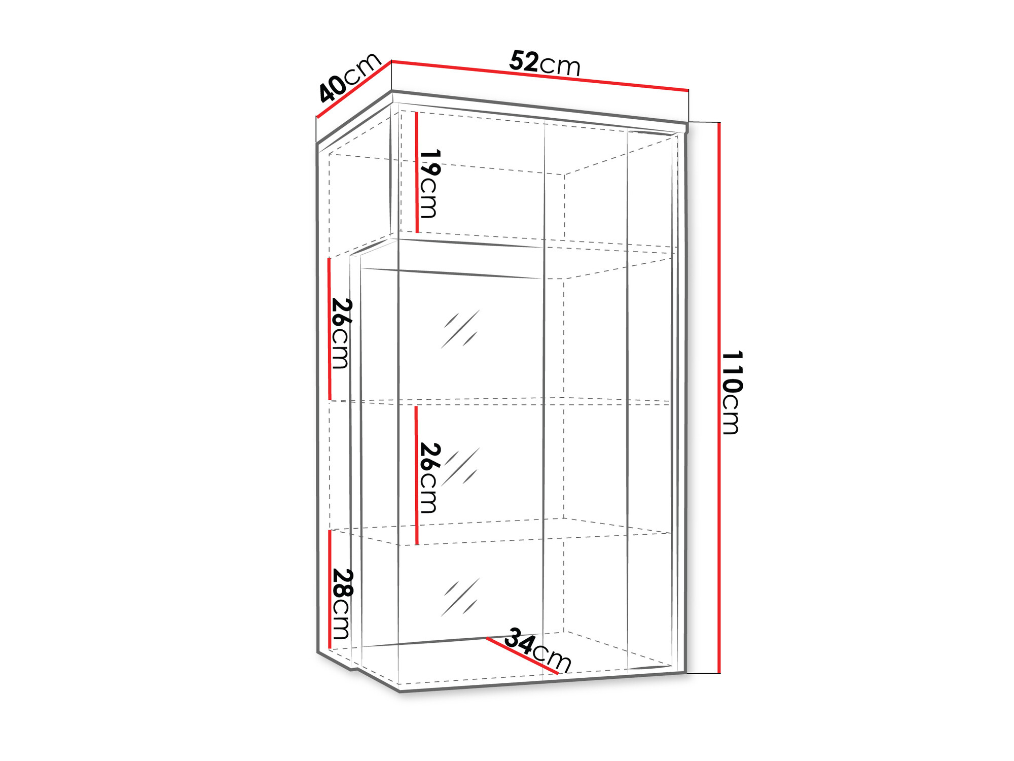 Armario de pared Florem I (Blanco + Blanco brillante + Luminoso madera)