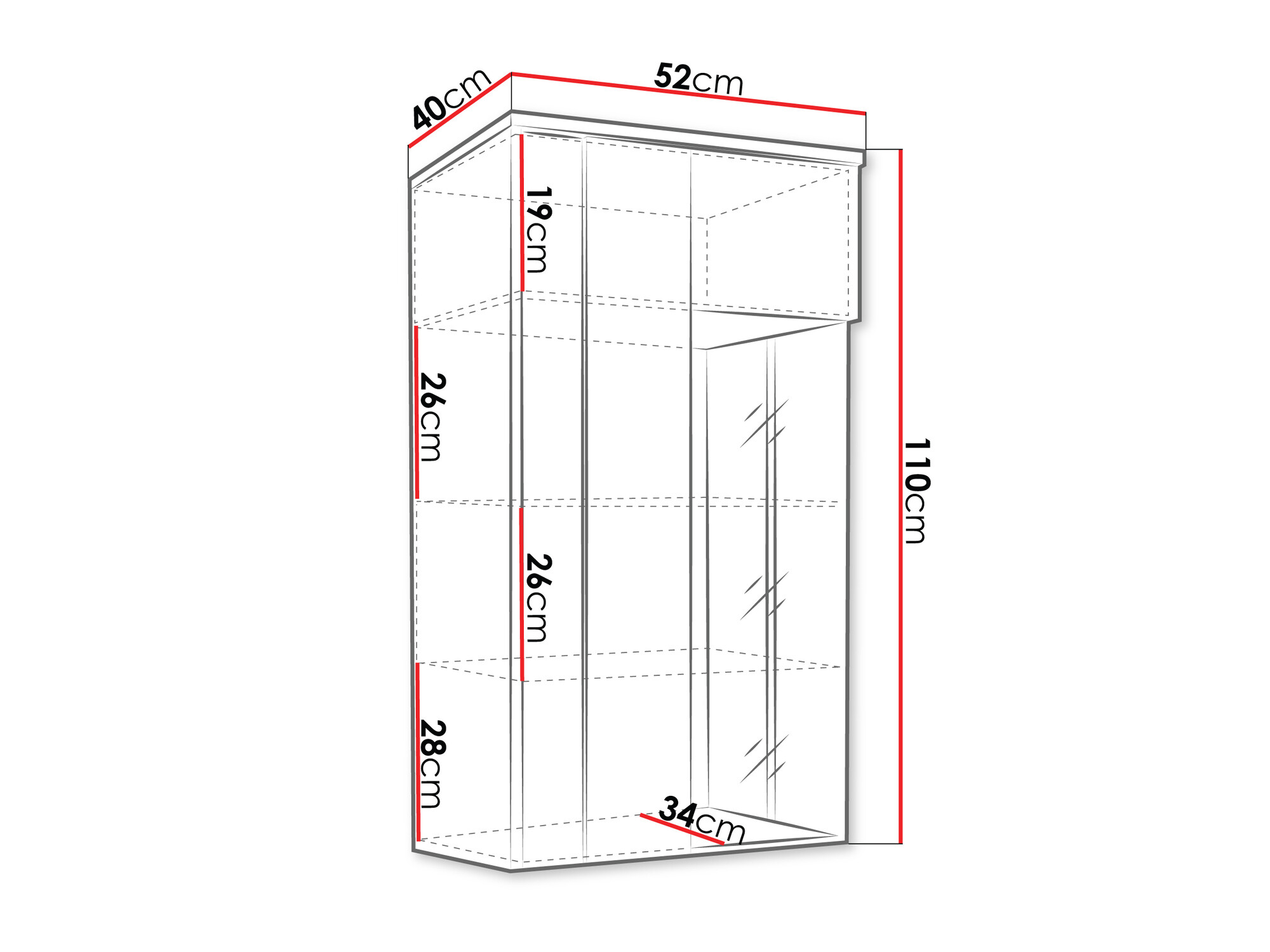 Armario de pared Livseri 105 (Blanco + Blanco brillante + Luminoso madera)