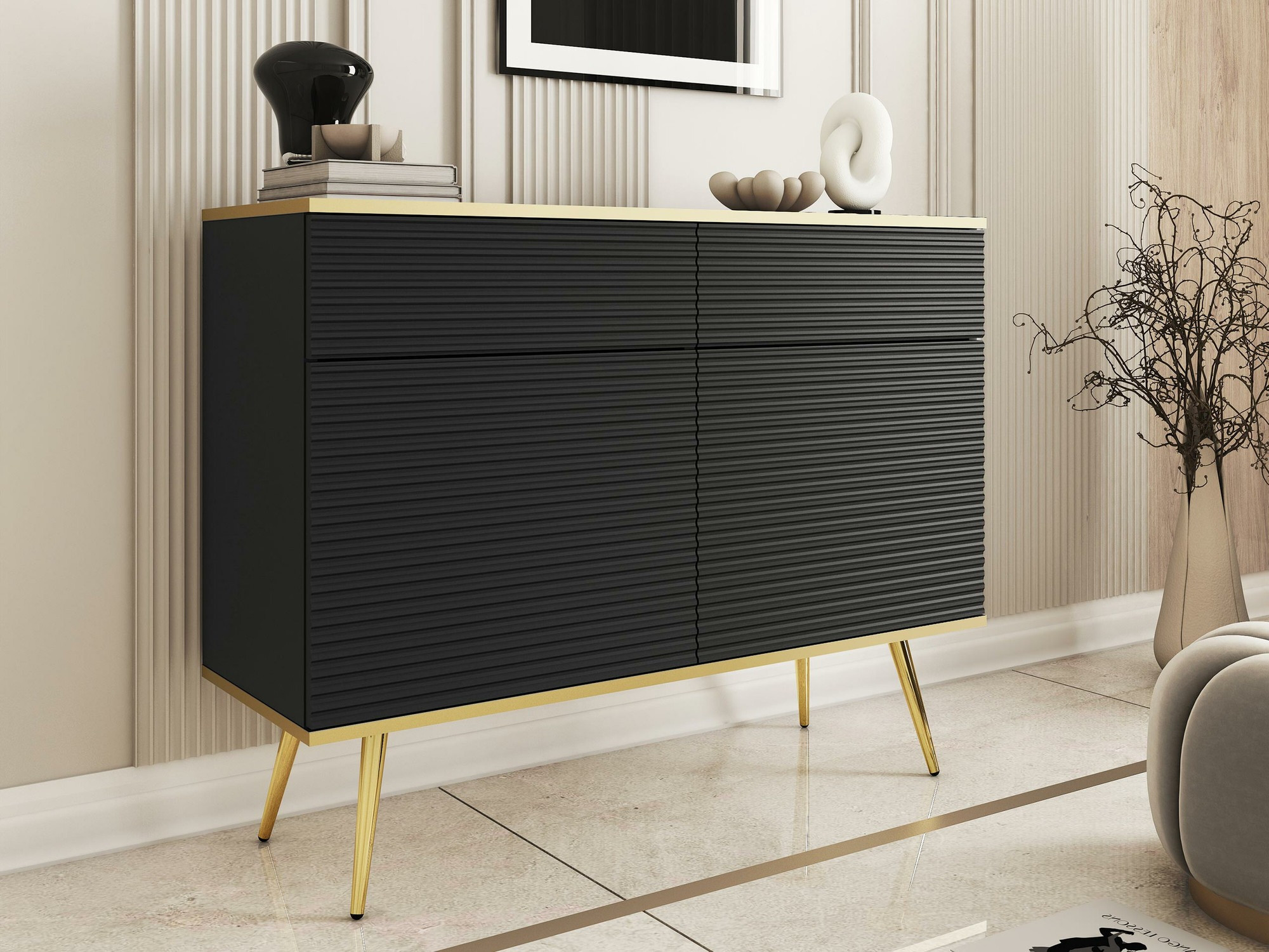 Cómoda Felduno 105 (Negro + Dorado)