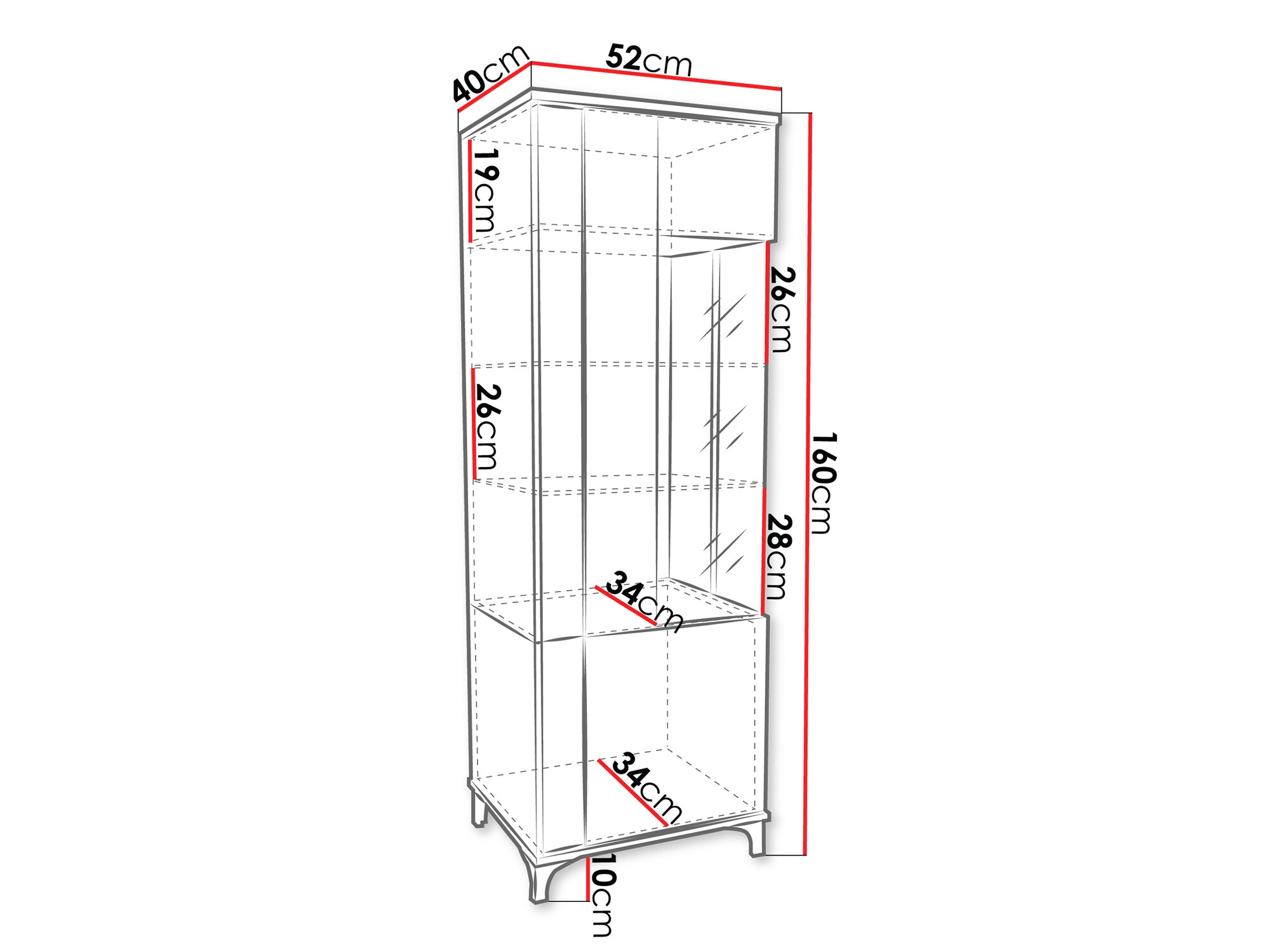 Estantería Florem (Blanco + Blanco brillante + Luminoso madera)