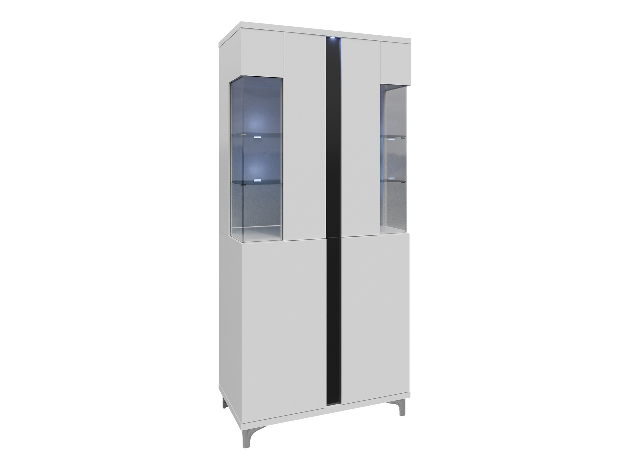 Estantería Florem IV (Blanco + Blanco brillante + Negro brillante)