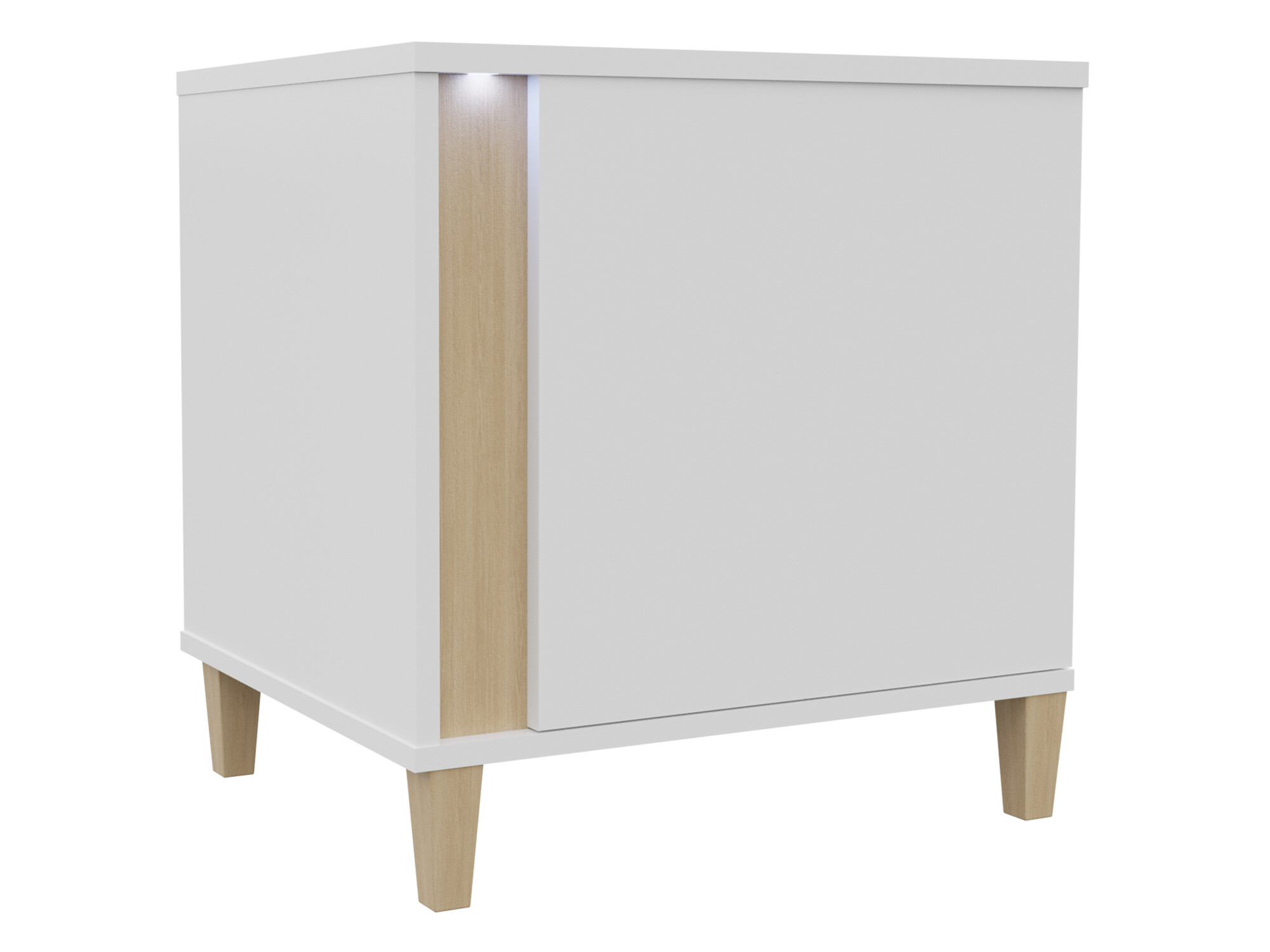 Mesilla de noche Florem (Blanco + Blanco brillante + Luminoso madera)