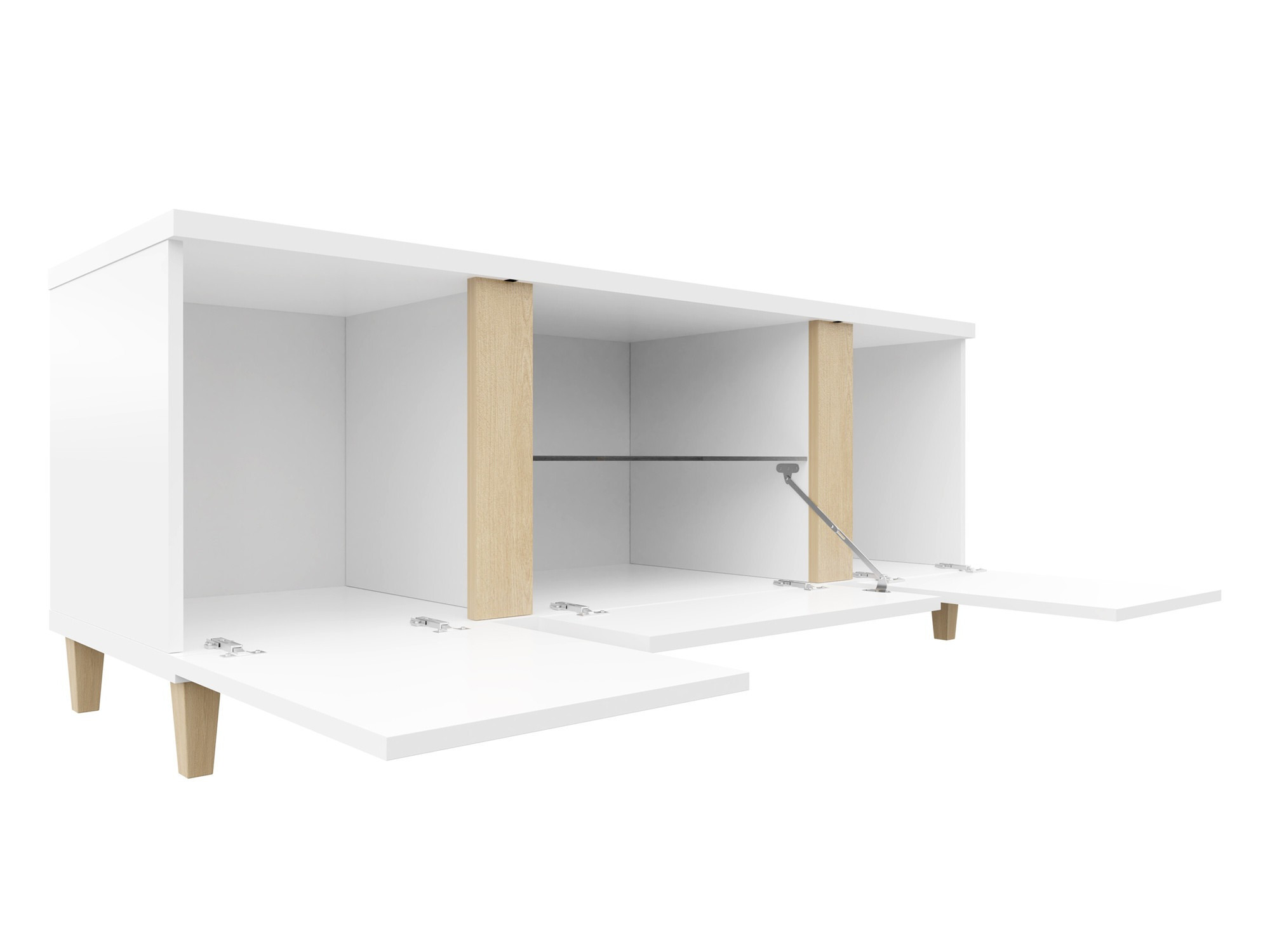 Mueble TV Florem (Blanco + Blanco brillante + Luminoso madera)