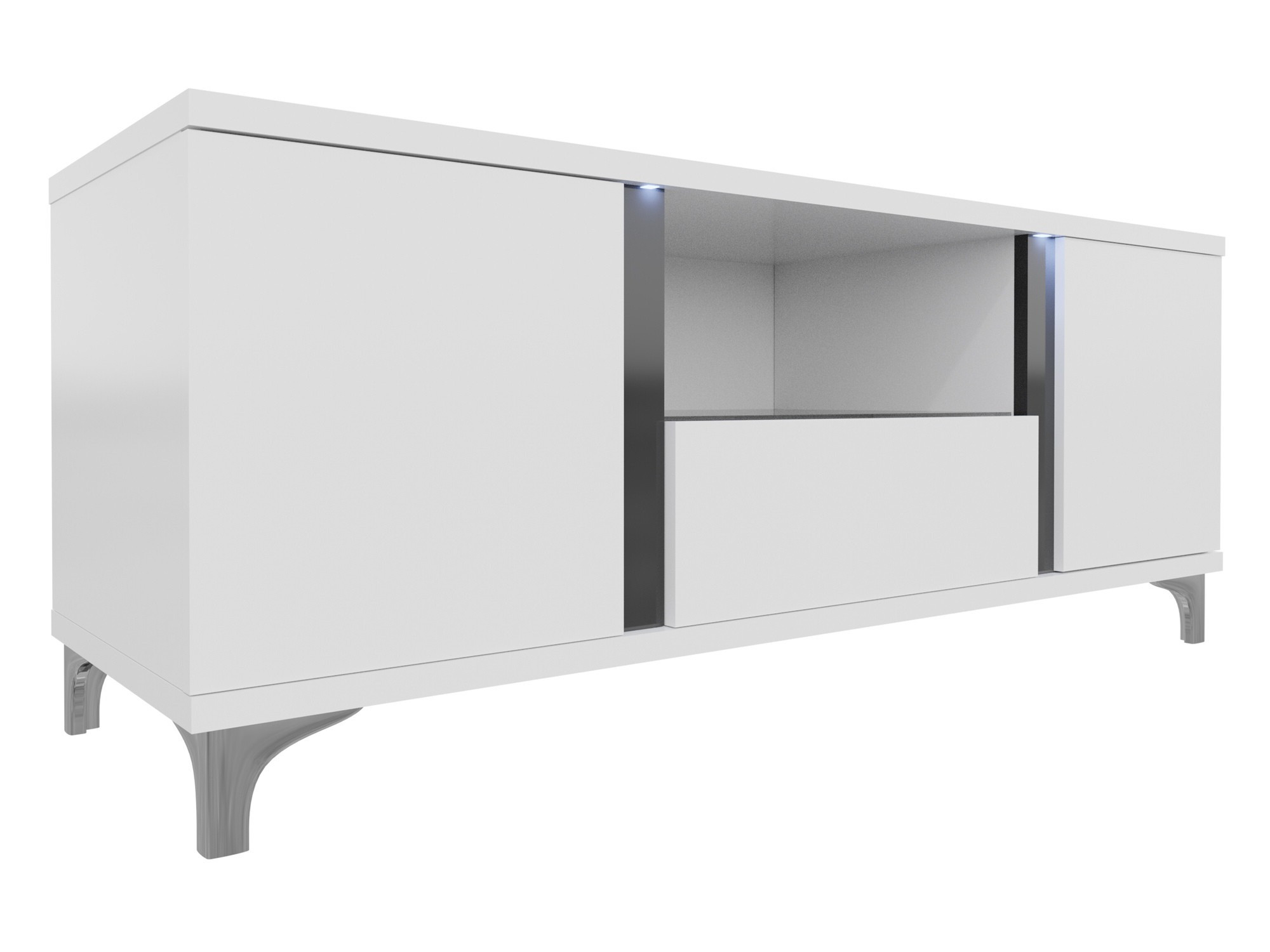 Mueble TV Florem (Blanco + Blanco brillante + Negro brillante)