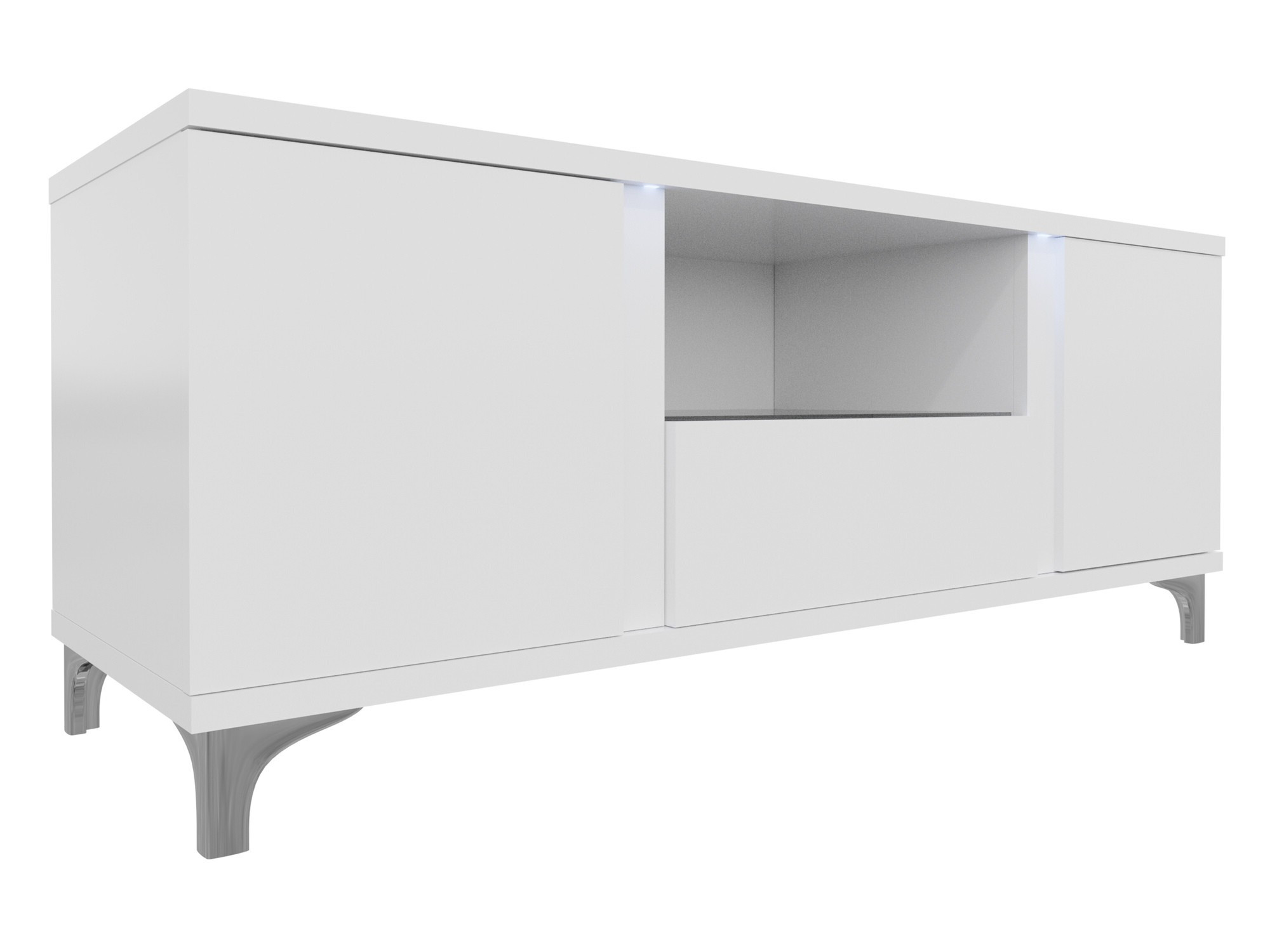 Mueble TV Florem (Blanco + Blanco brillante)