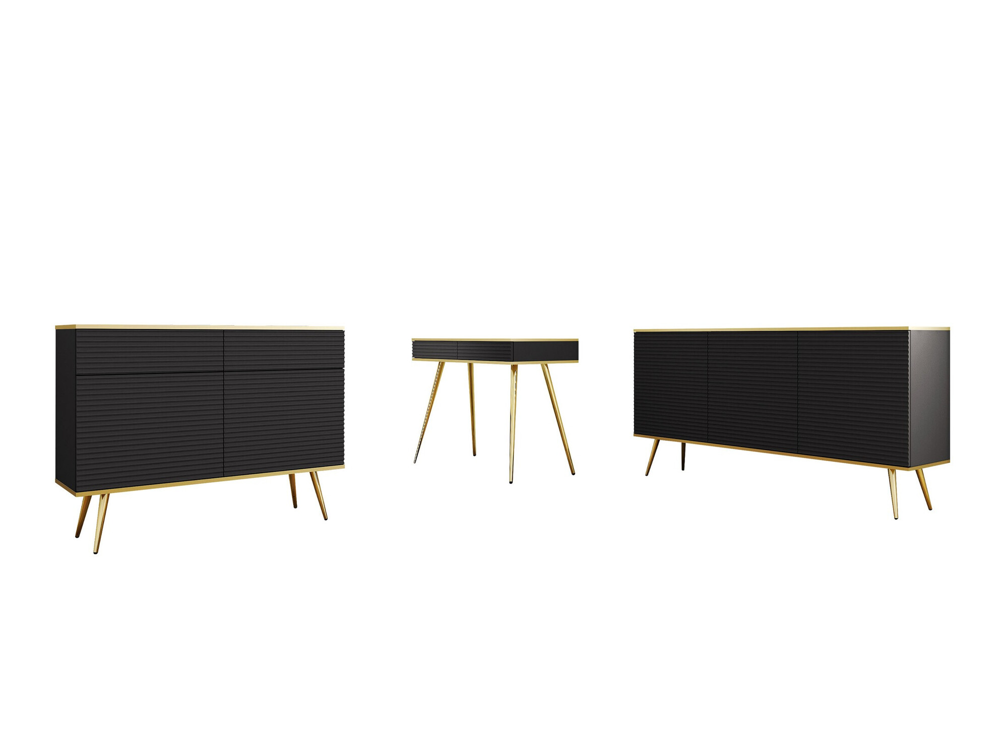 Conjunto de salón Felduno 107 (Negro + Dorado)