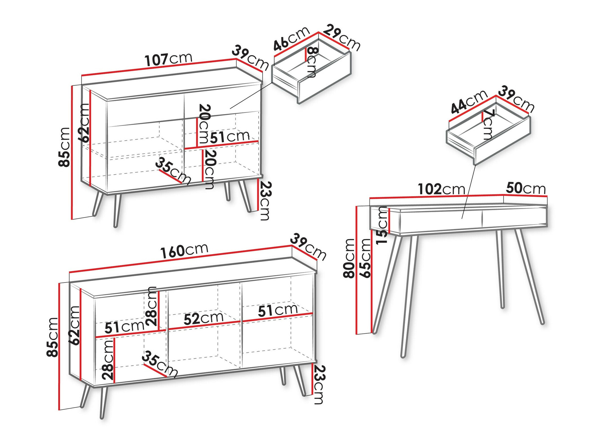 Conjunto de salón Felduno 107 (Negro + Dorado)