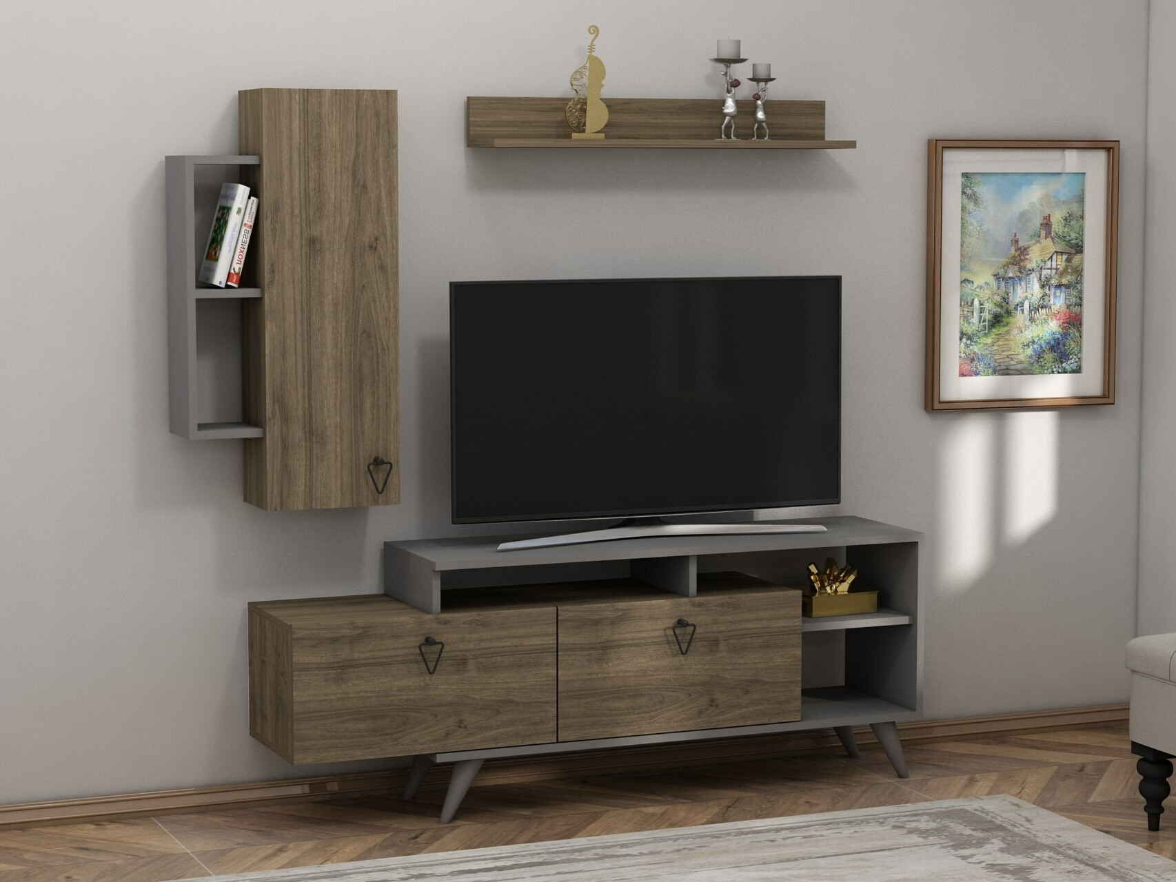 Conjunto de salón Kailua 2294 (Antracita + Nogal)