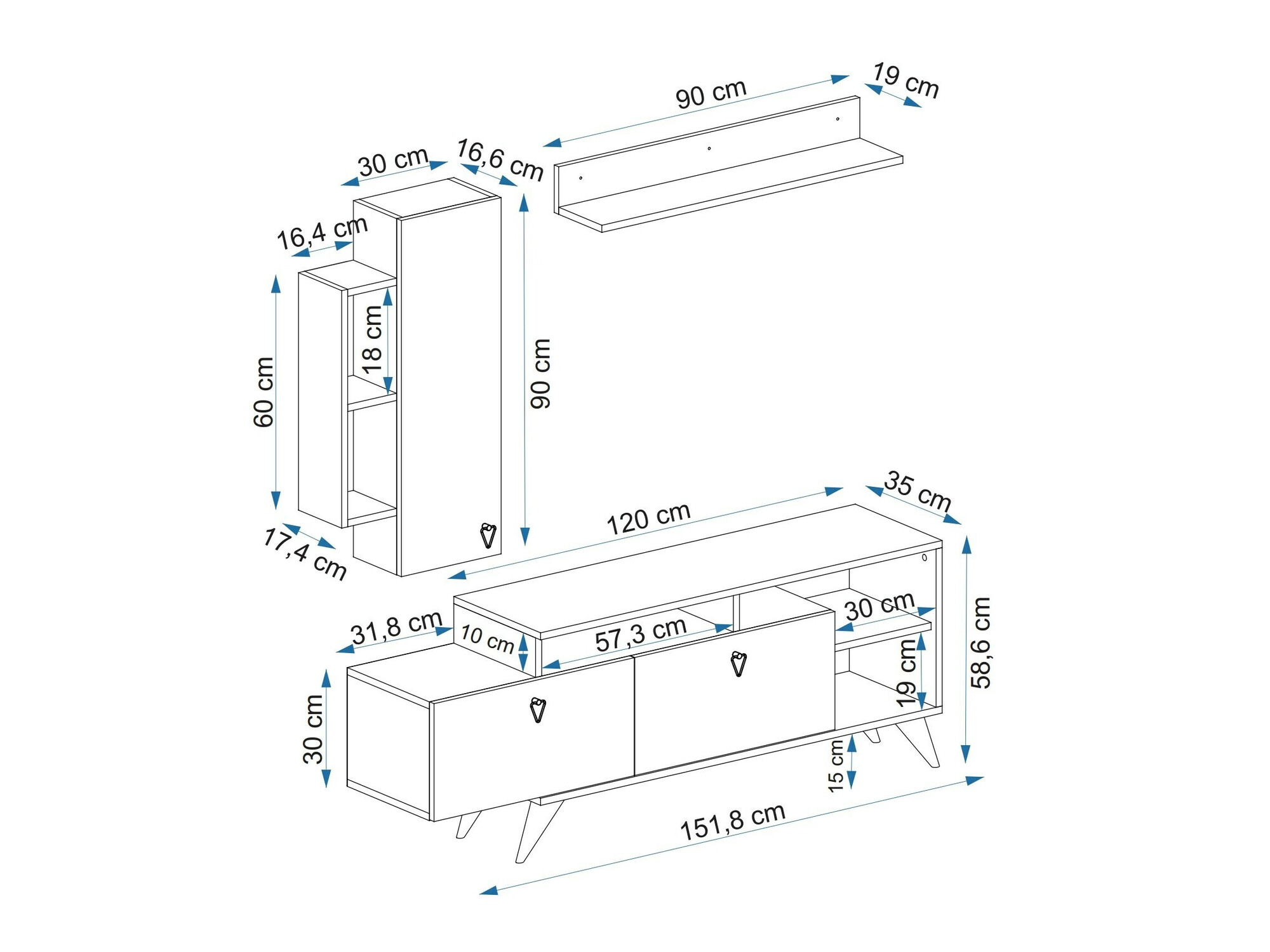 Conjunto de salón Kailua 2294 (Gris)