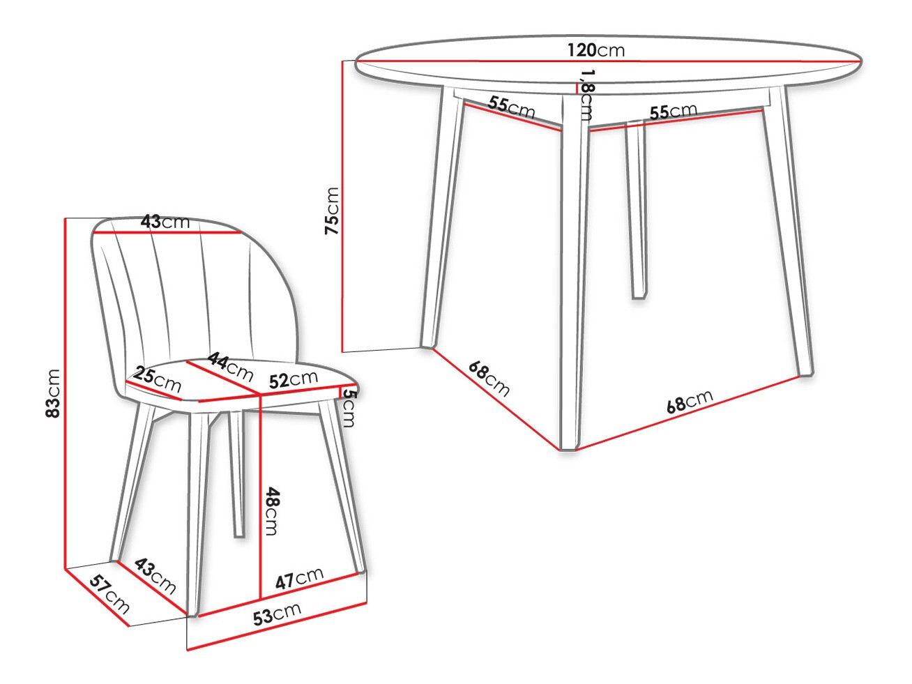 Conjunto de comedor Racine 136 (Marrón)