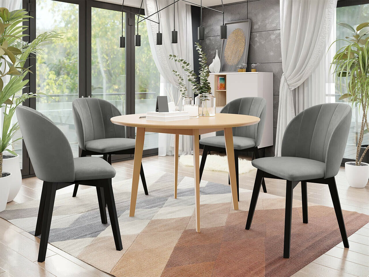 Conjunto de mesas y sillas para comedor Racine 136 (Marrón)