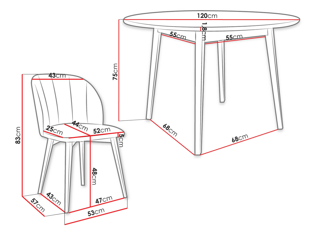 Conjunto de comedor Racine 136 (Negro)