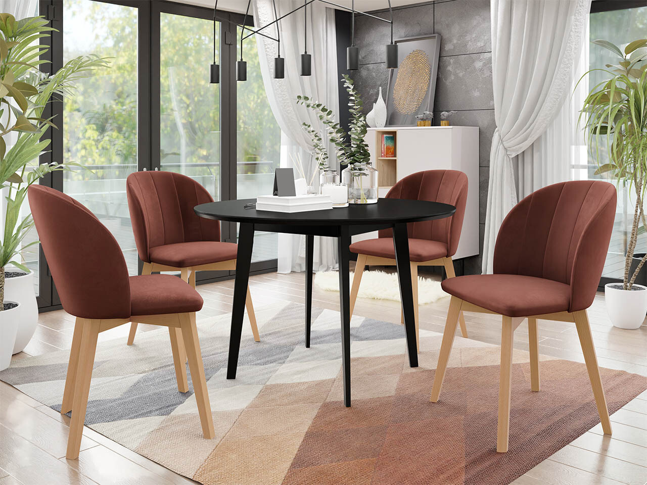 Conjunto de comedor Racine 136 (Negro)