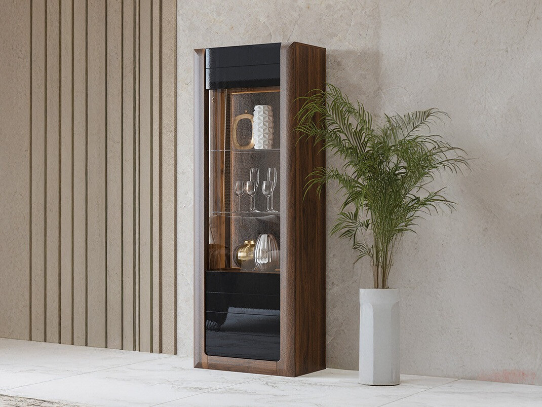 Estantería Sovera 101 (Nuez + Negro brillante)