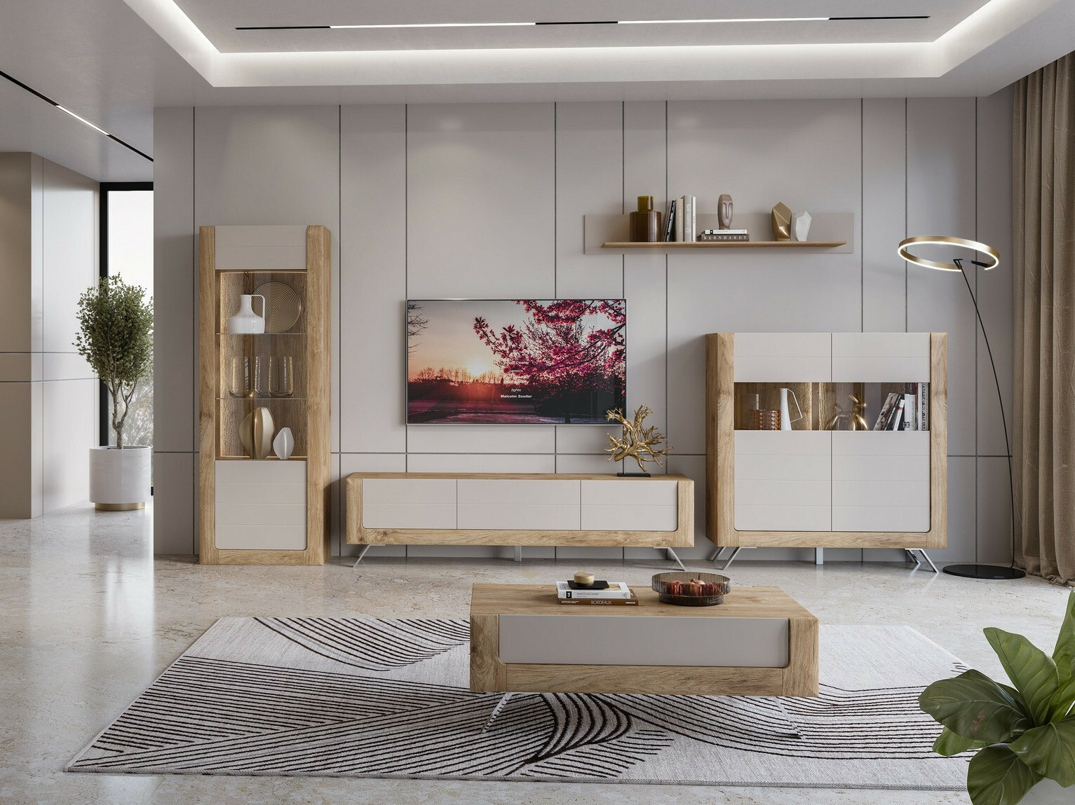 Estantería Sovera 101 (Roble dorado + Gris claro)