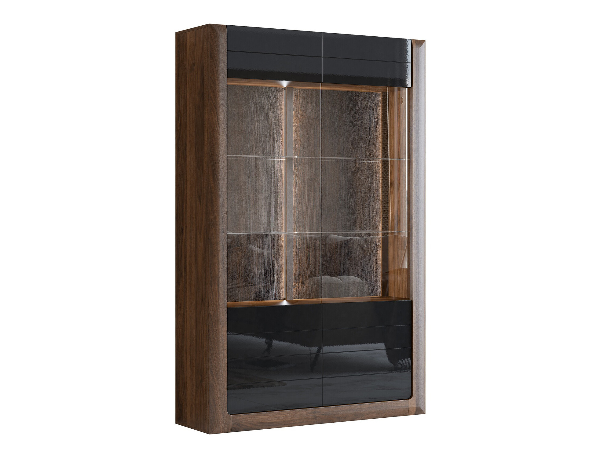 Estantería Sovera 102 (Nuez + Negro brillante)