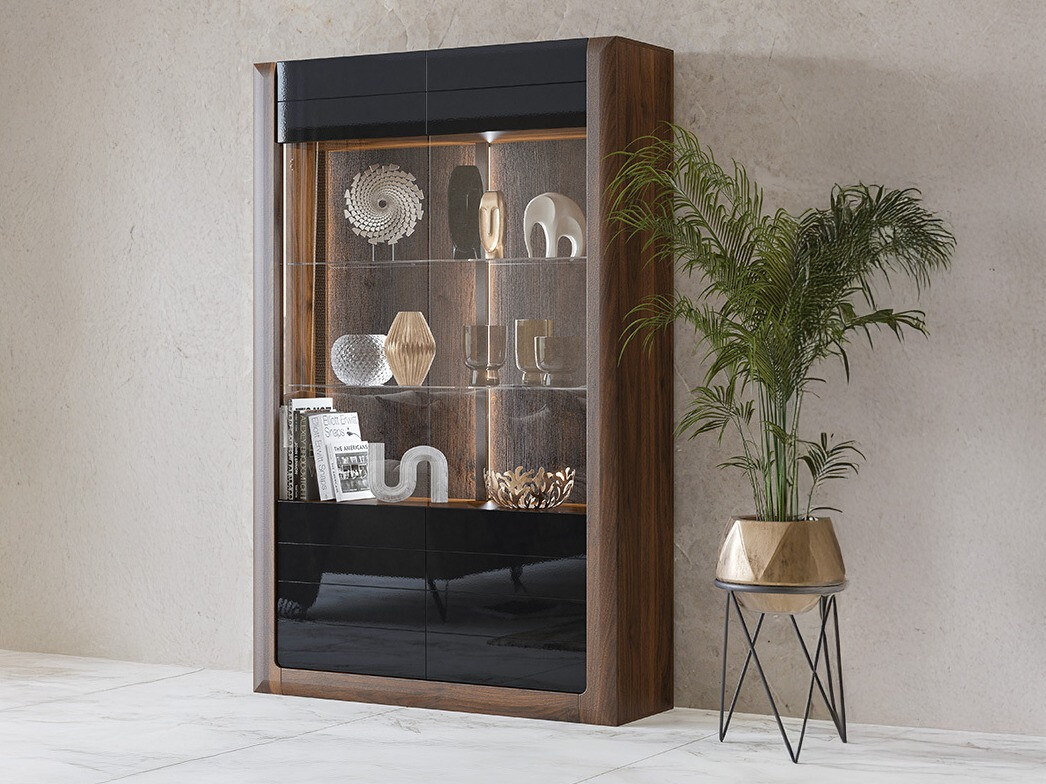 Estantería Sovera 102 (Nuez + Negro brillante)