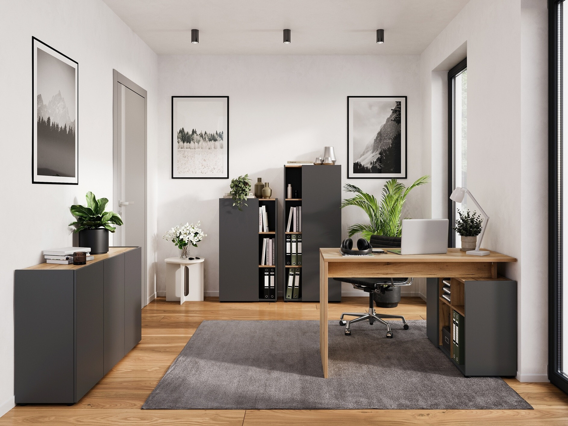 Aparador Evarsoa 103 (Grafito + Navarra roble)