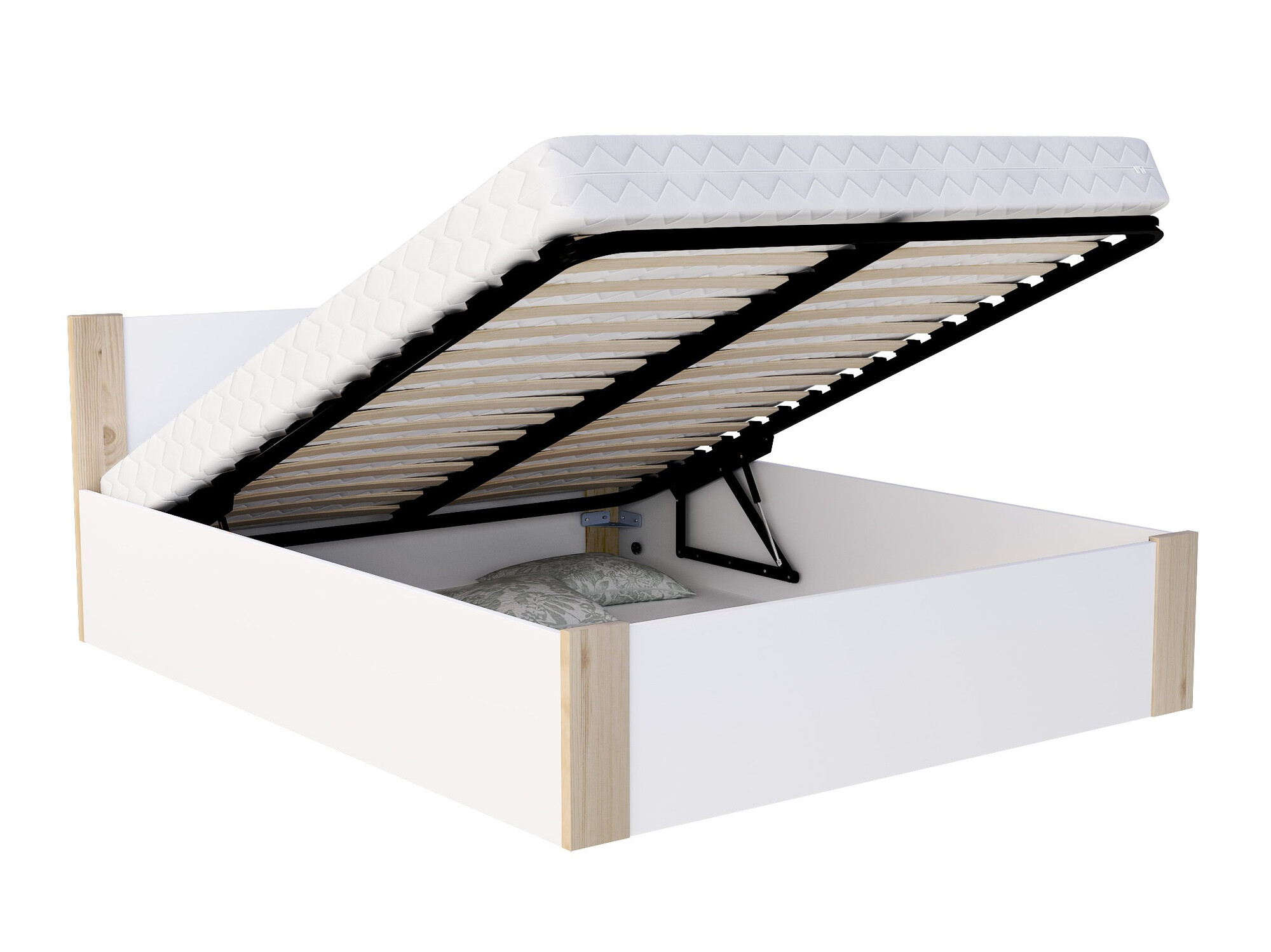 Cama Aurora 155 (Blanco + Pino)