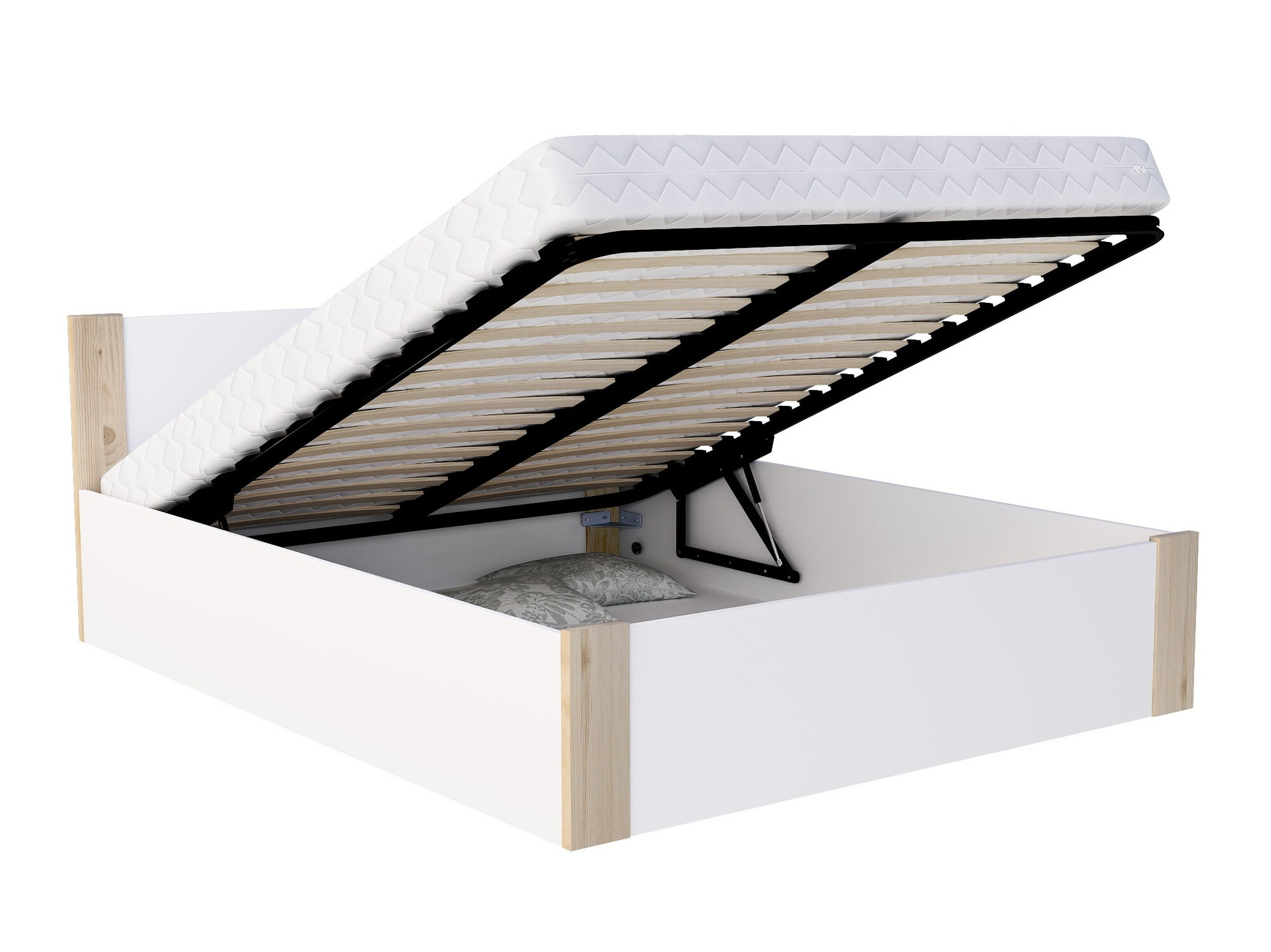 Cama Aurora 155 (Blanco + Pino)