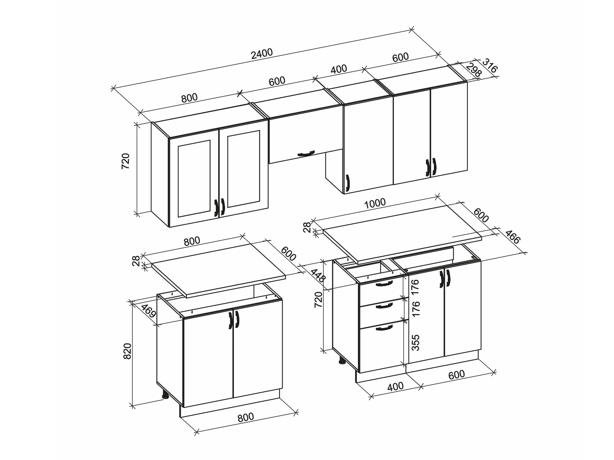 Conjunto de cocina Houston 1877 (Blanco)