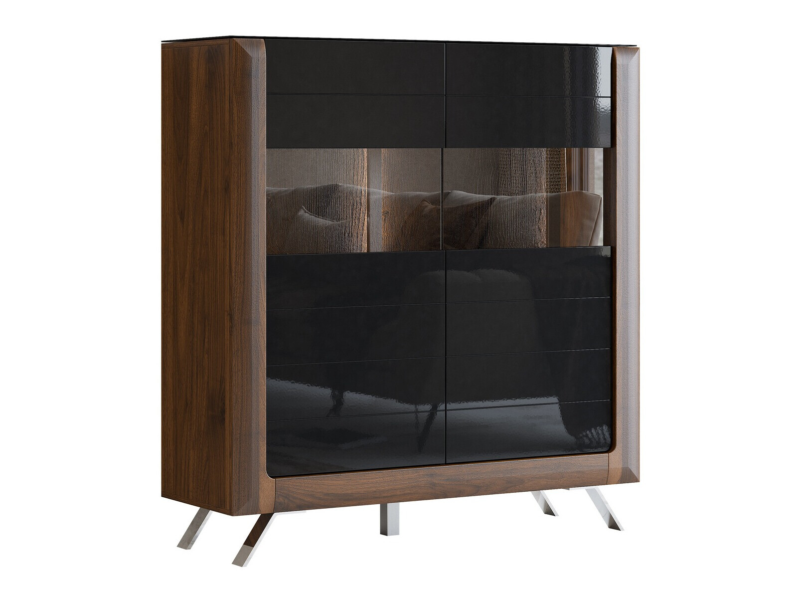 Estantería Sovera 106 (Nuez + Negro brillante)