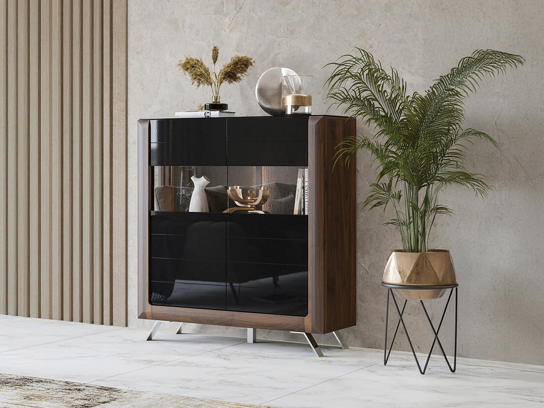 Estantería Sovera 106 (Nuez + Negro brillante)