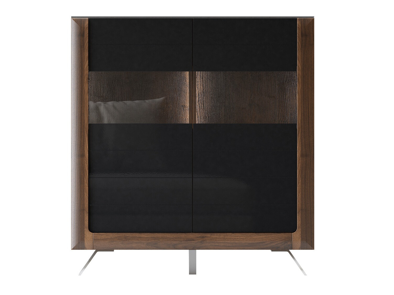 Estantería Sovera 106 (Nuez + Negro brillante)