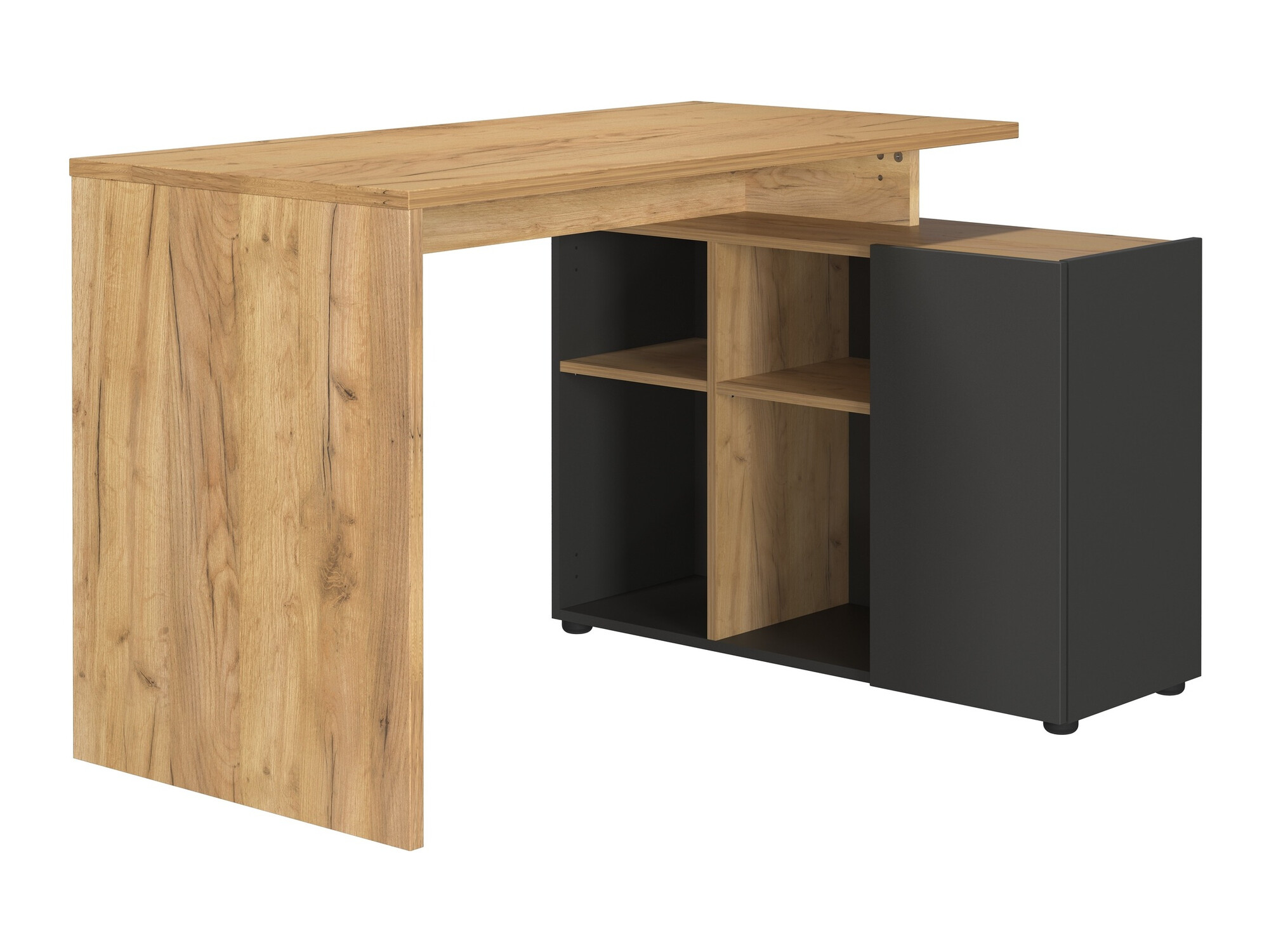 Mesa de ordenador esquinera Evarsoa 101 (Grafito + Navarra roble)