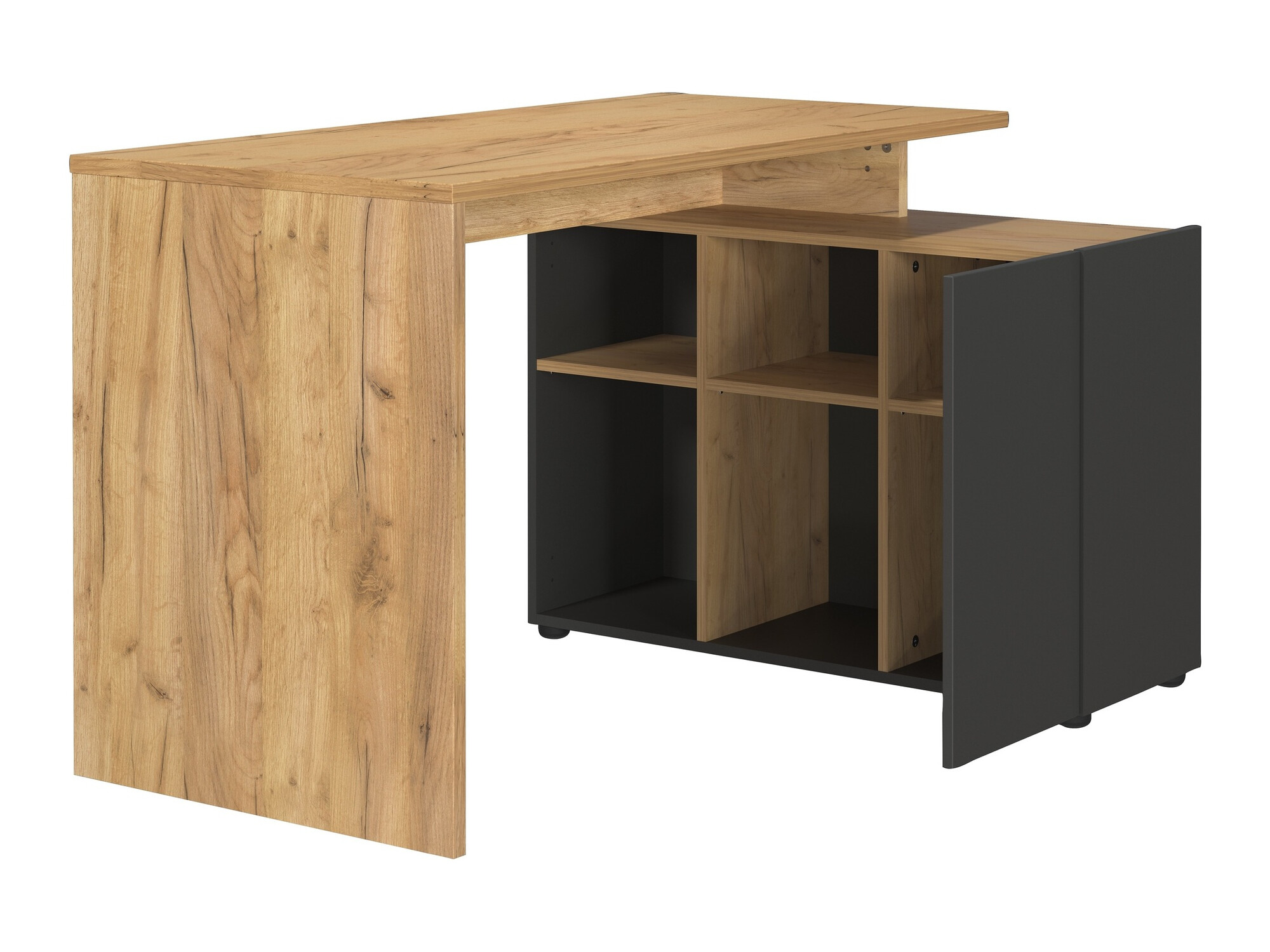 Mesa de ordenador esquinera Evarsoa 101 (Grafito + Navarra roble)