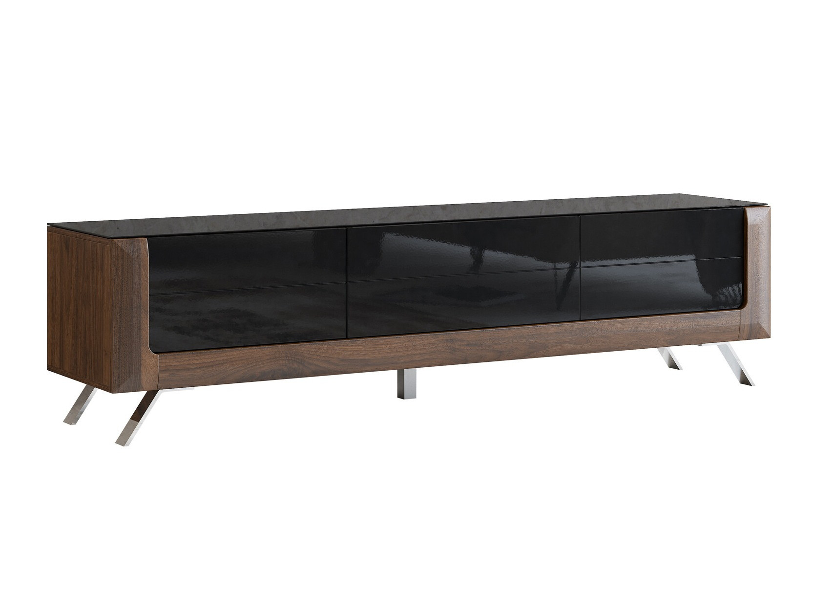 Mueble TV Sovera 104 (Nuez + Negro brillante)