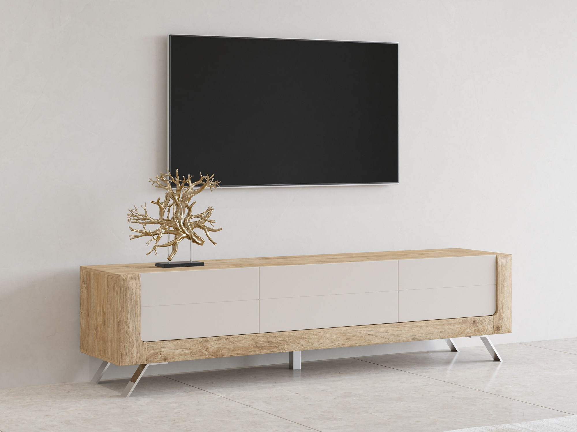 Mueble TV Sovera 104 (Roble dorado + Cachemira)