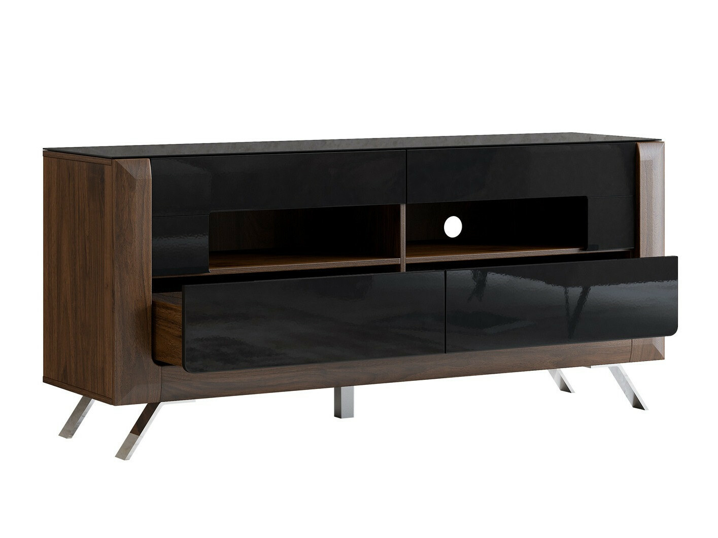 Mueble TV Sovera 105 (Nuez + Negro brillante)
