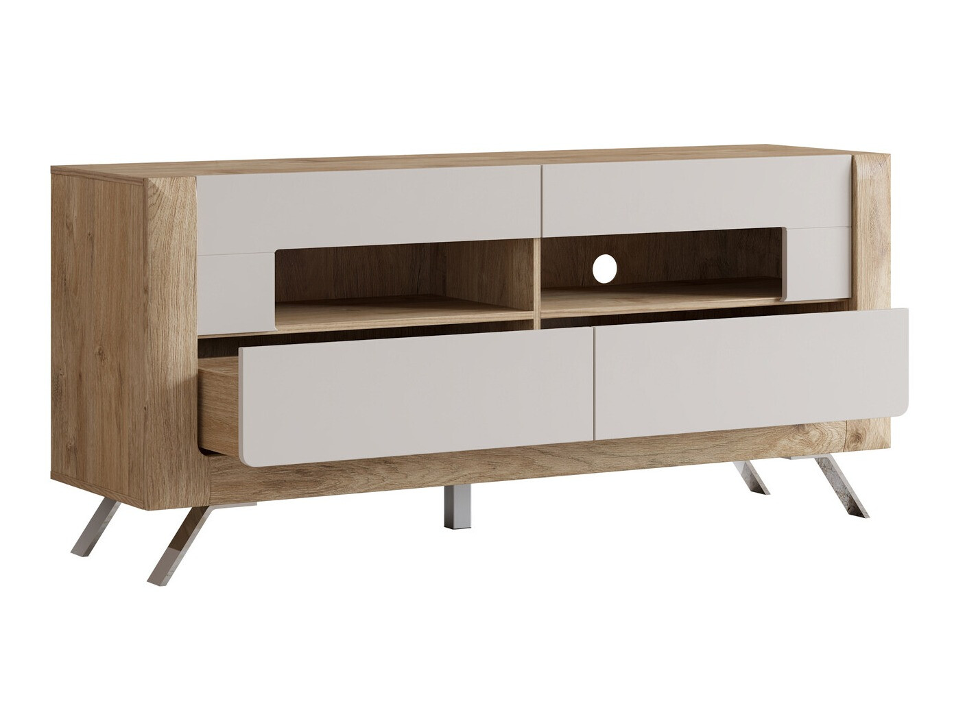 Mueble TV Sovera 105 (Roble dorado + Gris claro)
