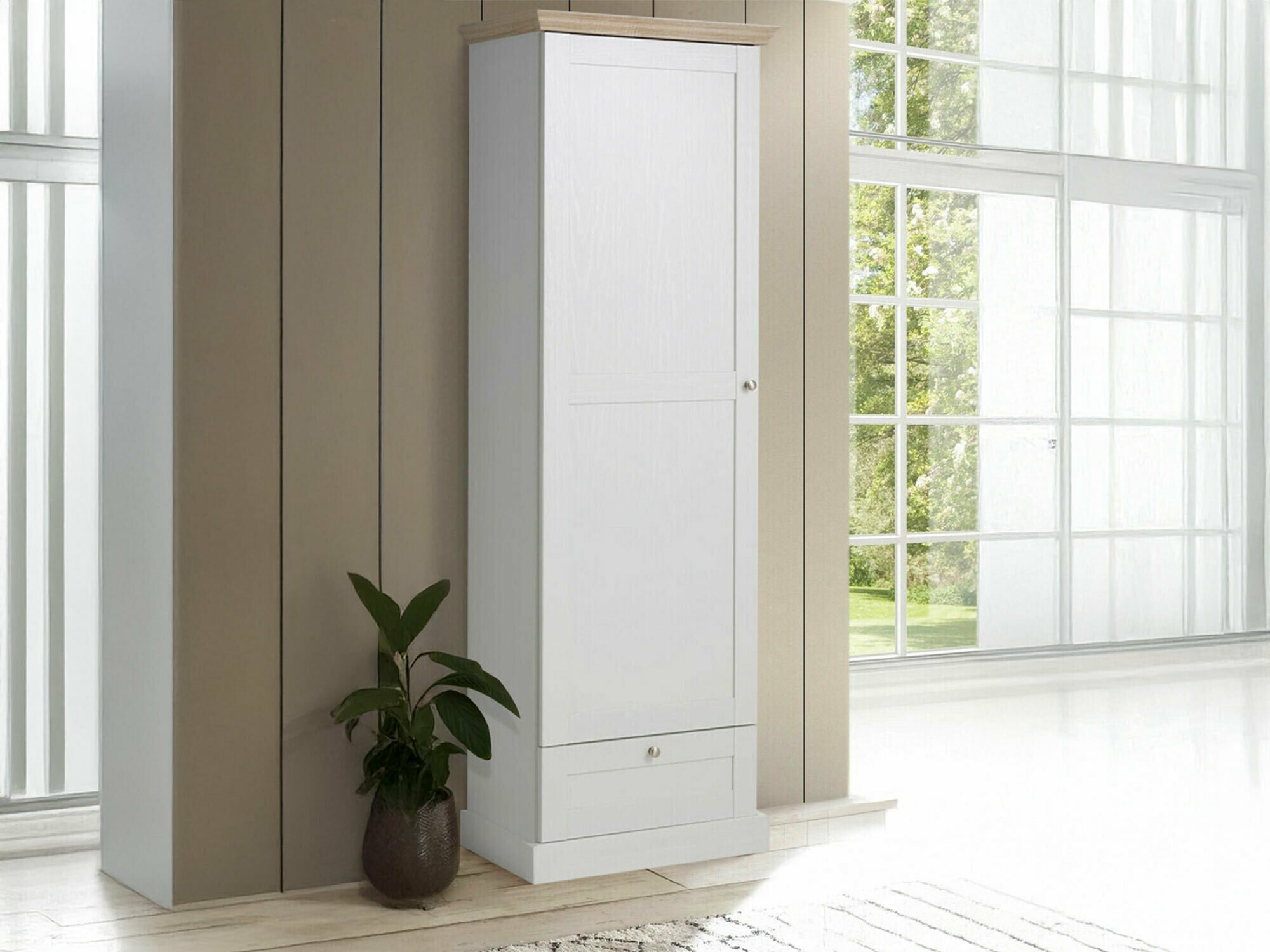 Armario Lirveri 100 (Blanco + Roble claro)