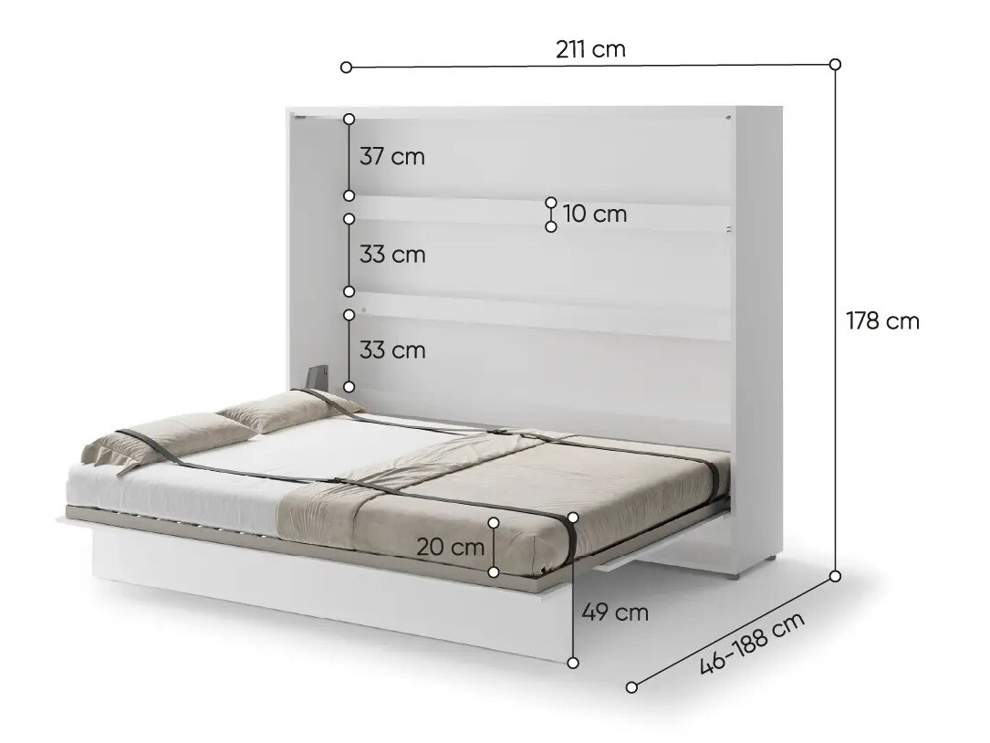 Cama plegable Concept Pro Lenart Levfere 115 (Blanco brillante)
