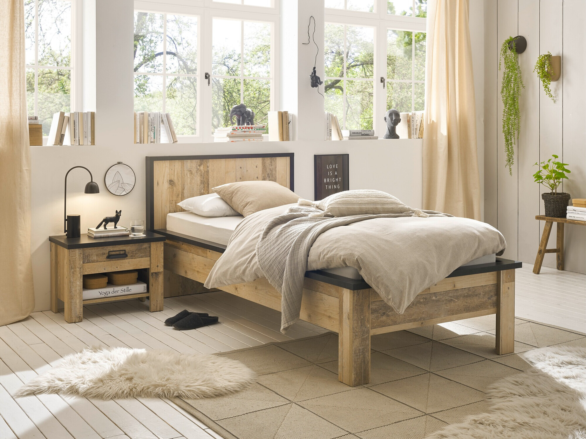 Conjunto de dormitorio Cirtale 128 (Arbol envejecido + Antracita)