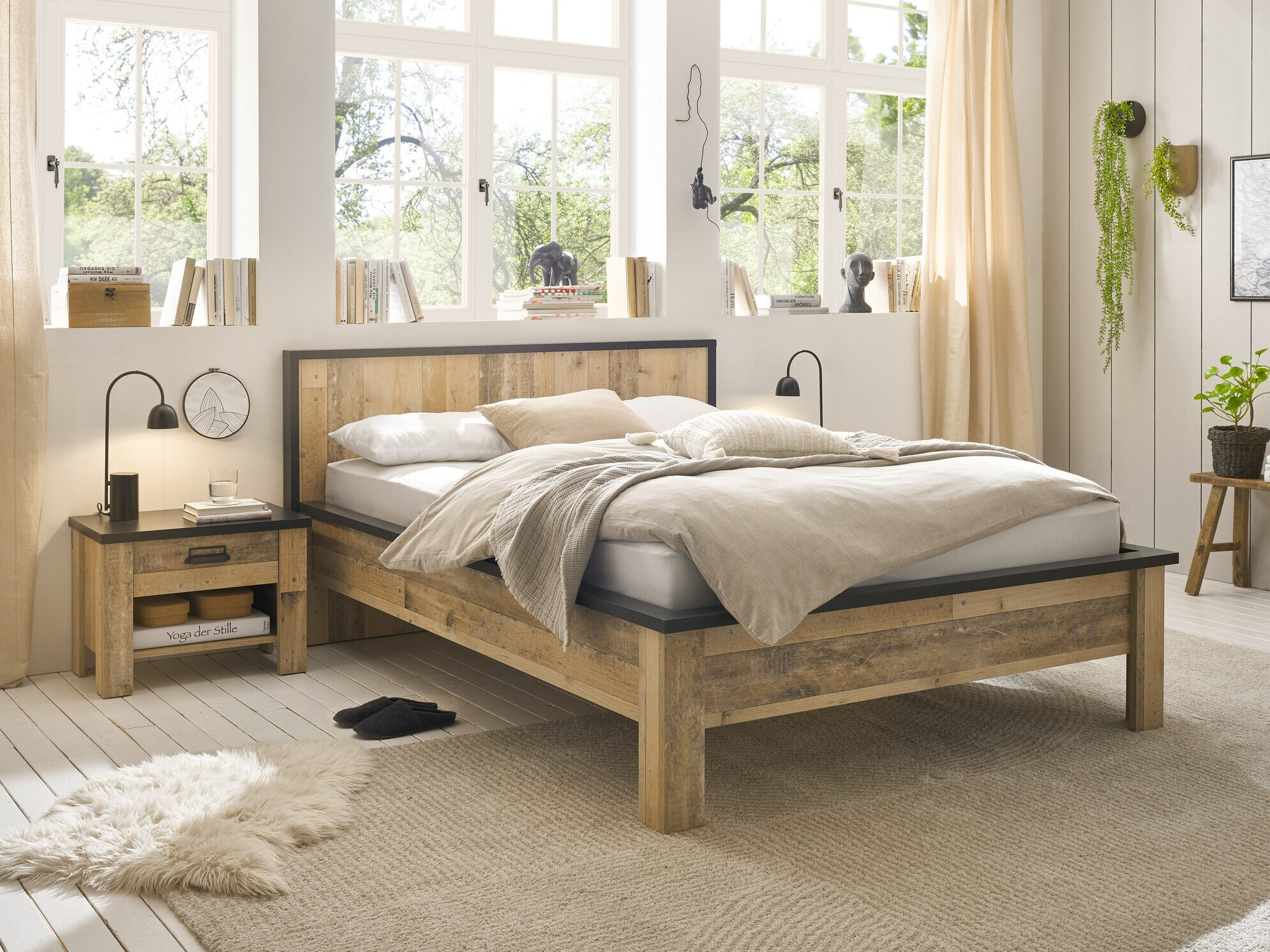 Conjunto de dormitorio Cirtale 128 (Arbol envejecido + Antracita)