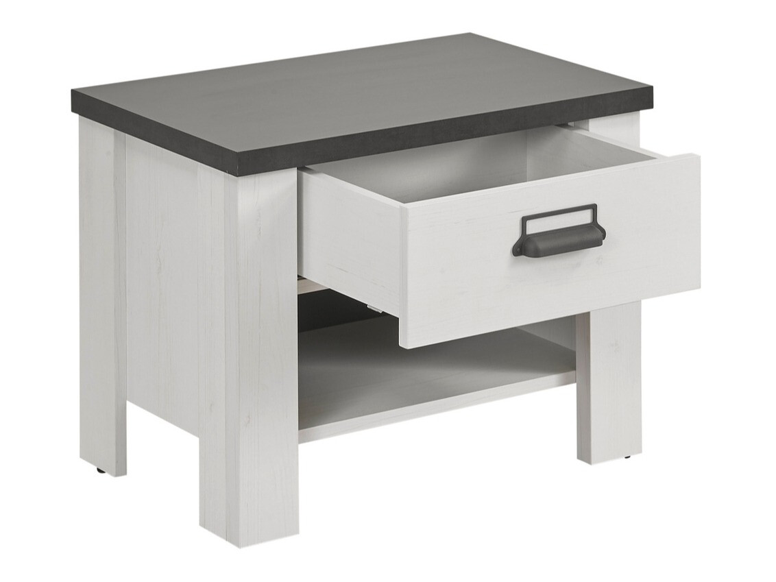 Conjunto de dormitorio Cirtale 128 (Pino blanqueado + Antracita)