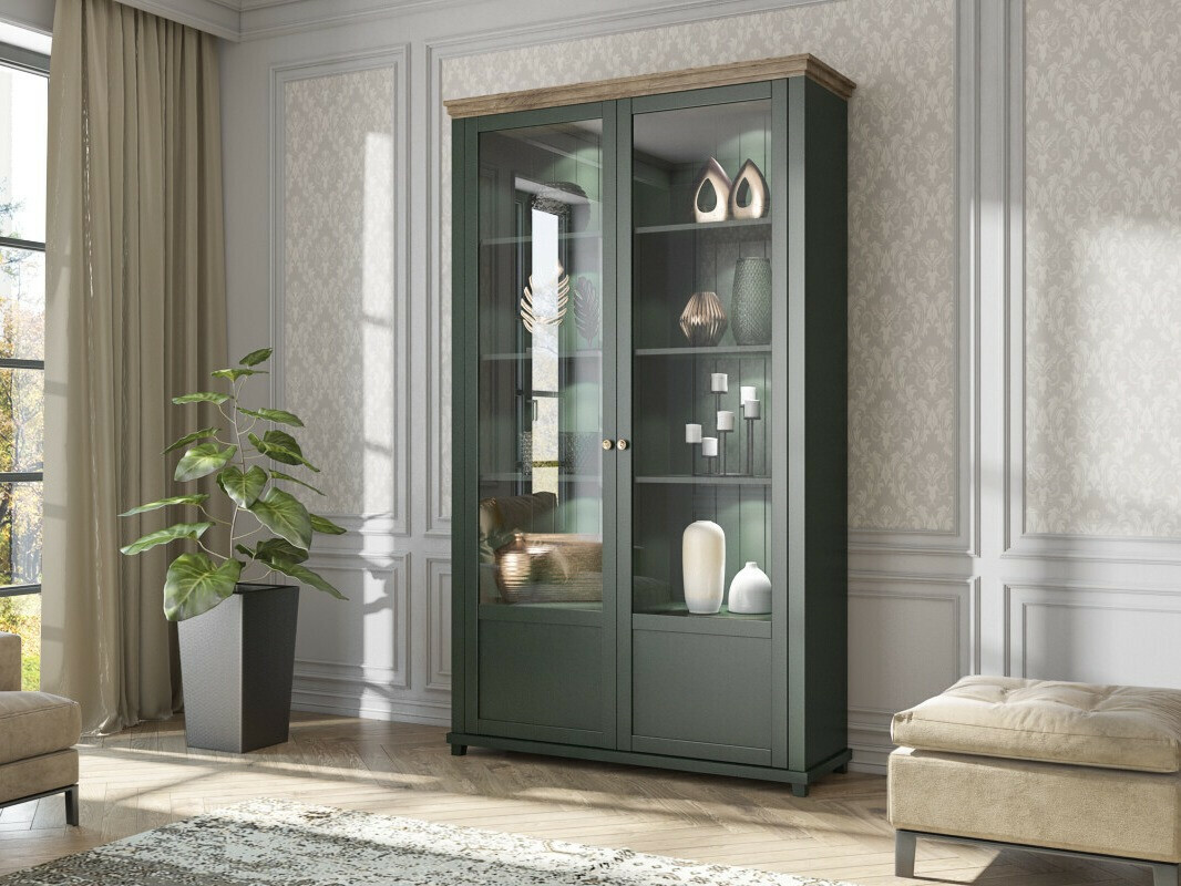 Estantería Tolnue 102 (Verde oscuro + Roble de lefkada)