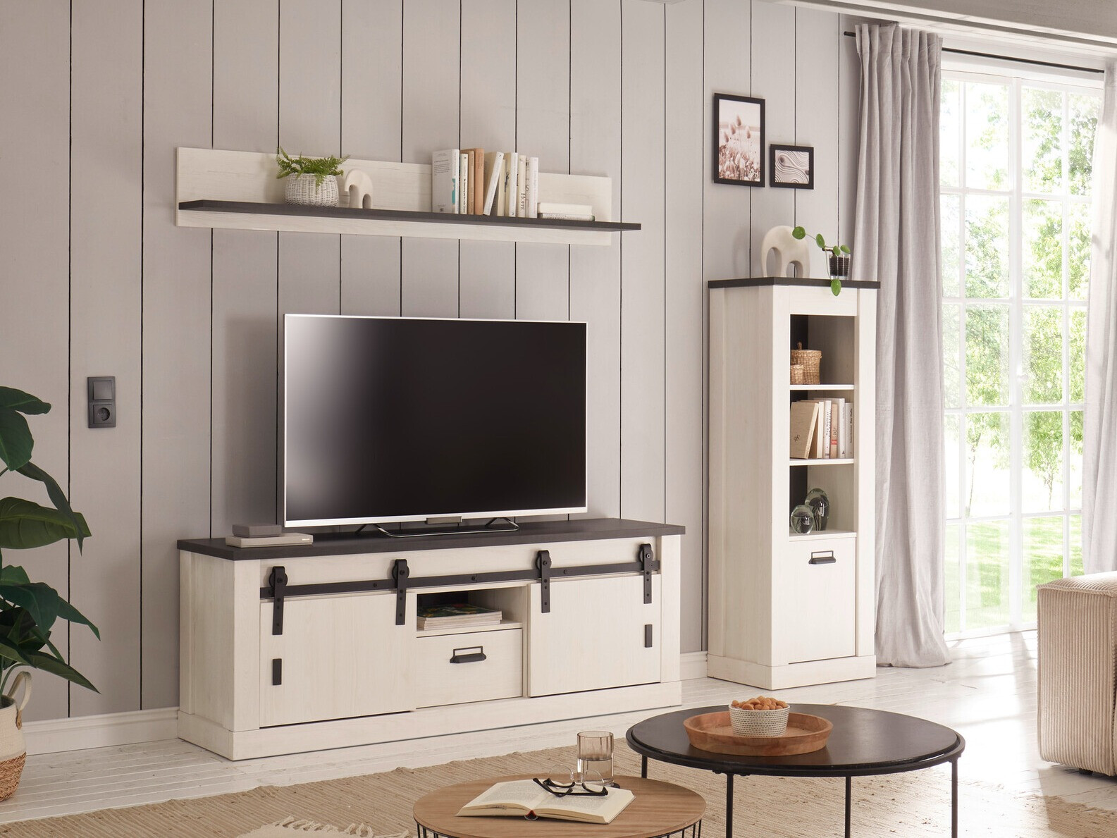 Conjunto de salón Cirtale 131 (Pino blanqueado + Antracita)