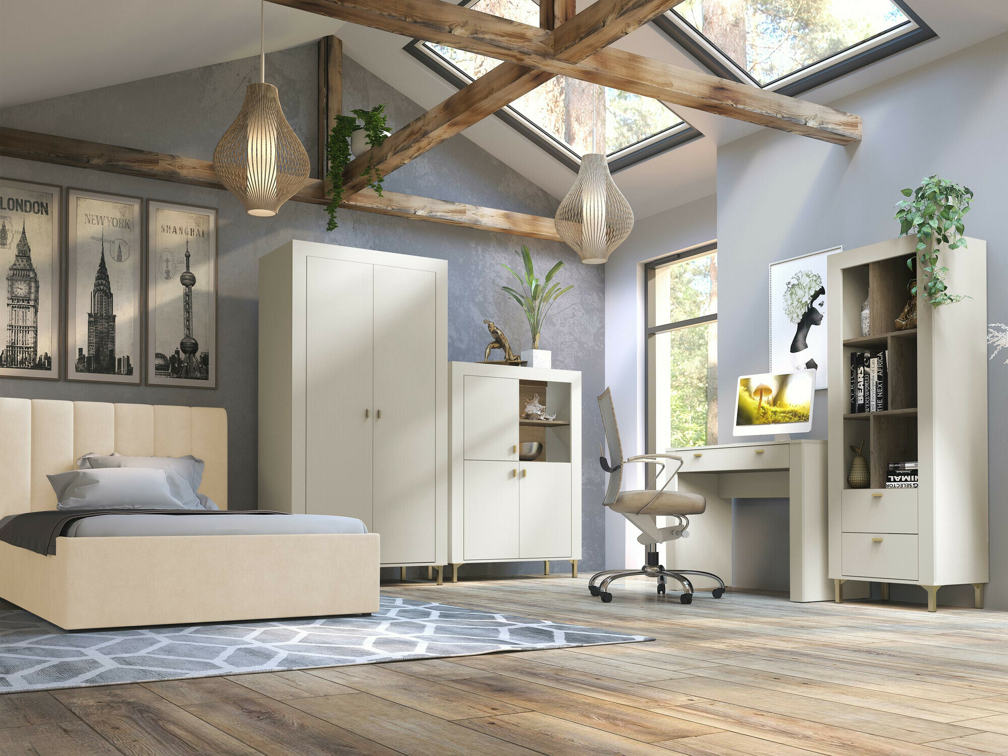 Conjunto de dormitorio Mormavu 116 (Cachemira)