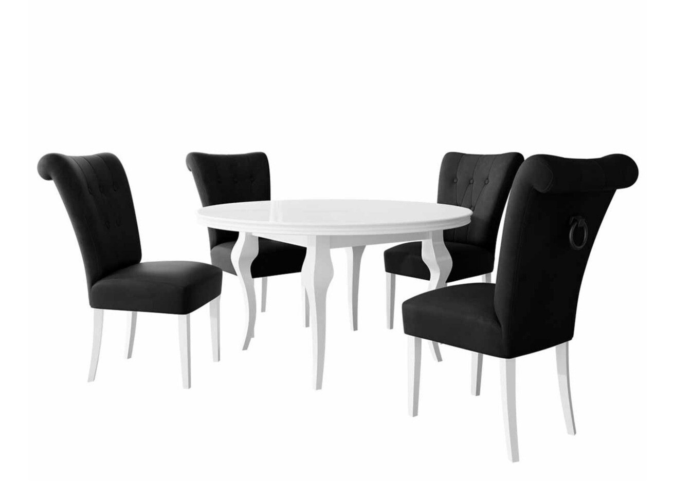 Conjunto de mesas y sillas para comedor Racine 143 (Blanco + Magic Velvet 2219)