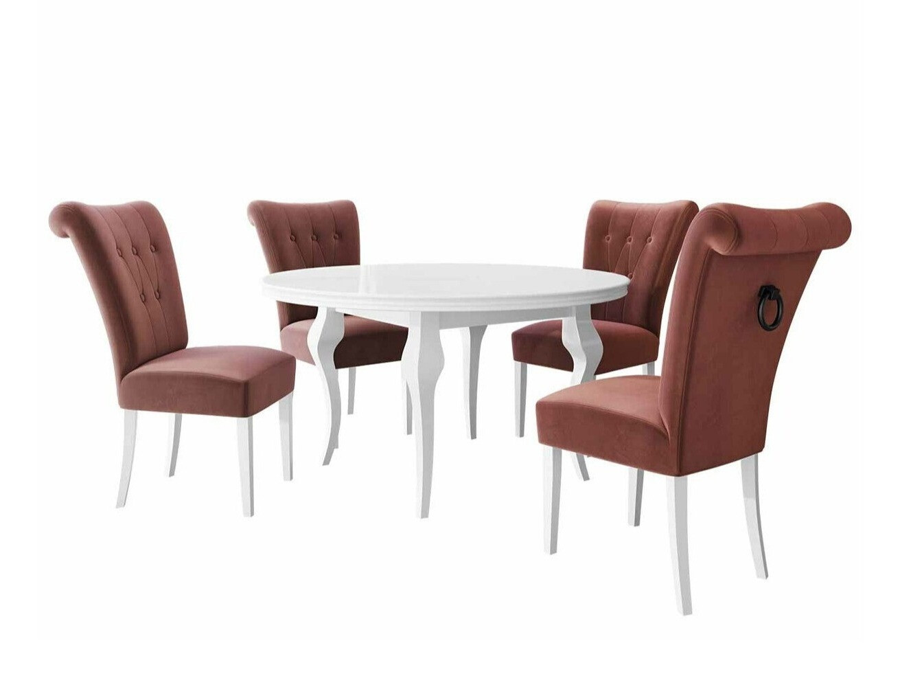 Conjunto de mesas y sillas para comedor Racine 143 (Blanco + Magic Velvet 2258)