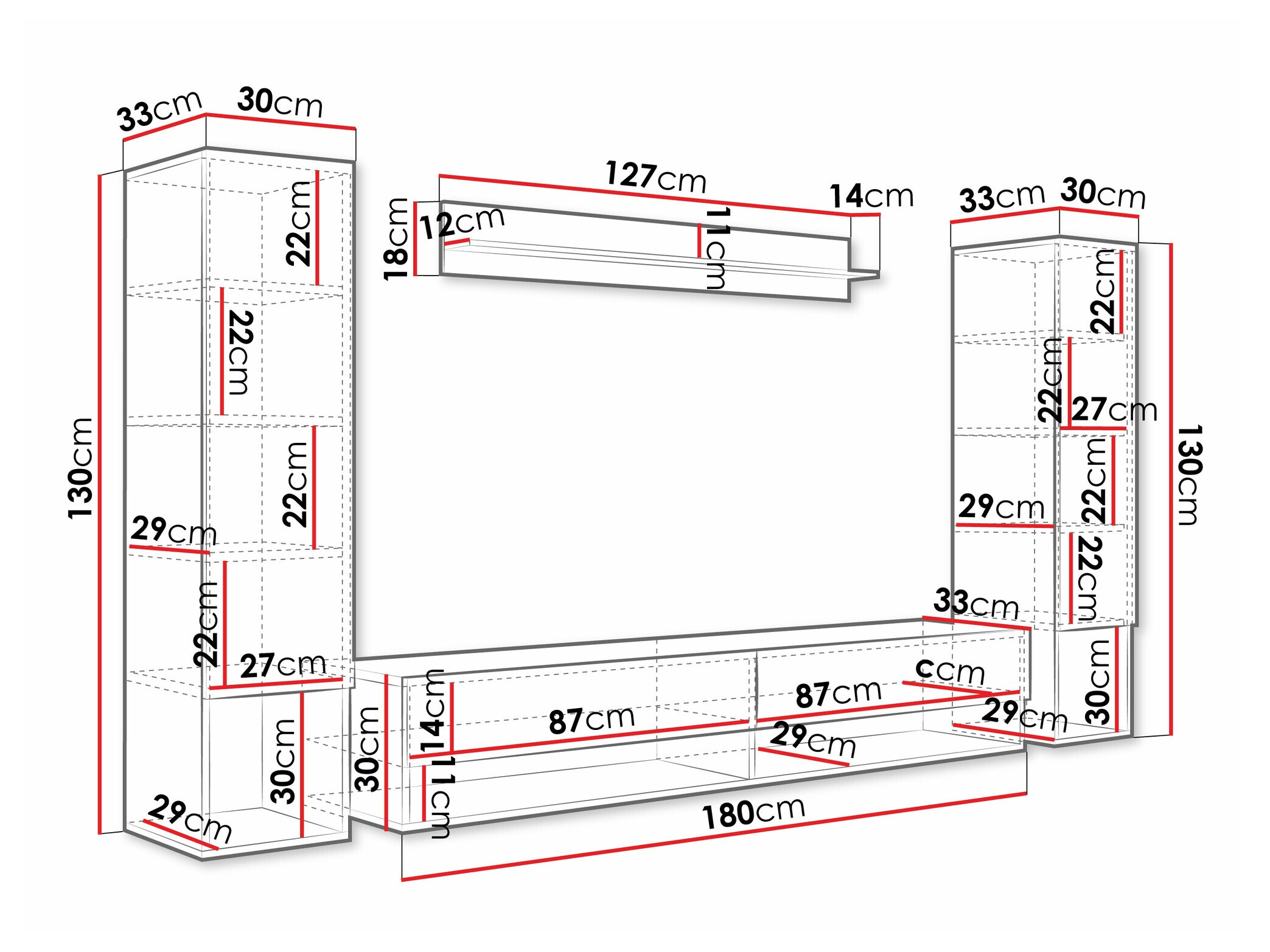 Conjunto de salón Sarasota 176 (Blanco + Blanco brillante)