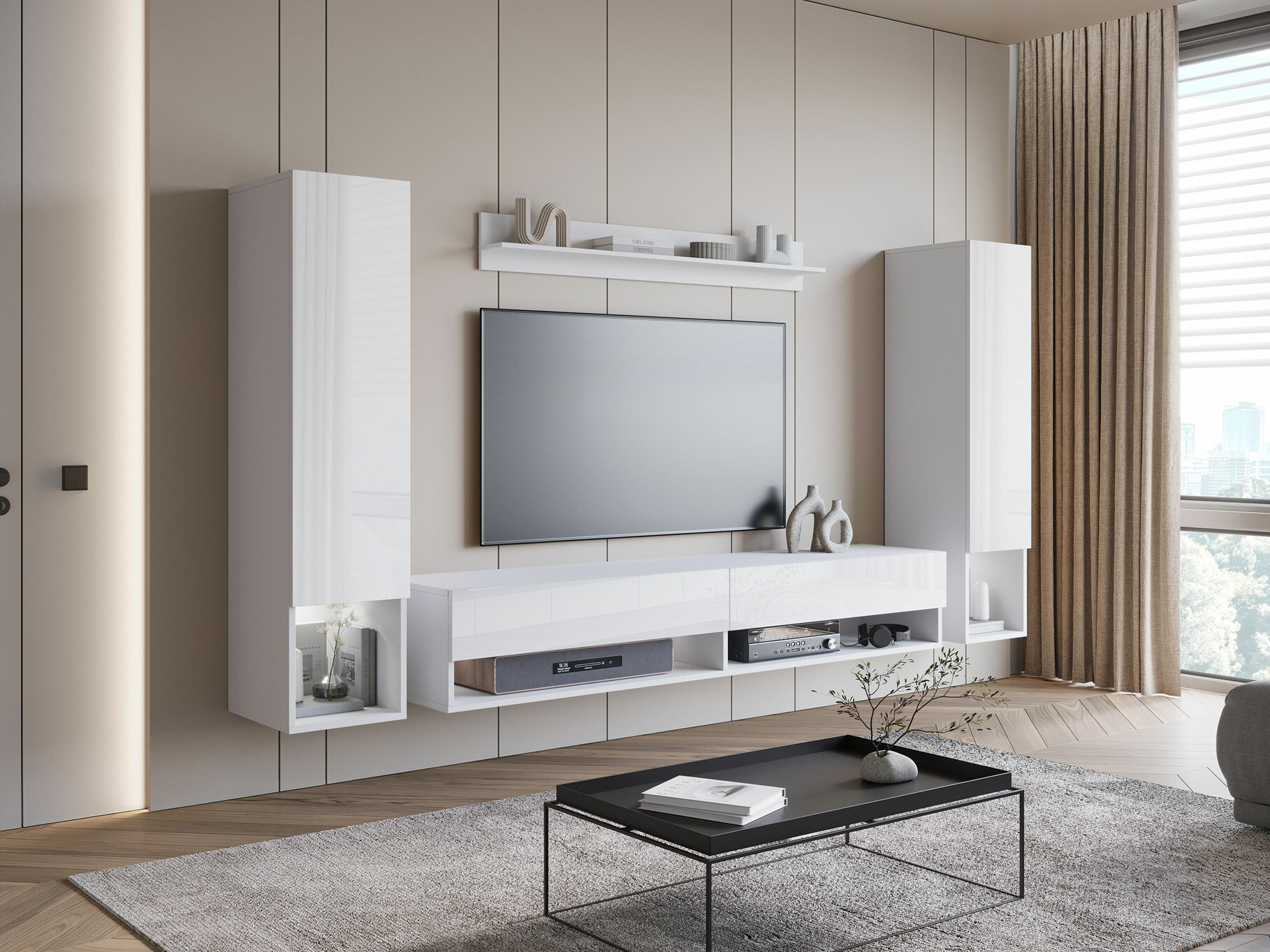 Conjunto de salón Sarasota 176 (Blanco + Blanco brillante)