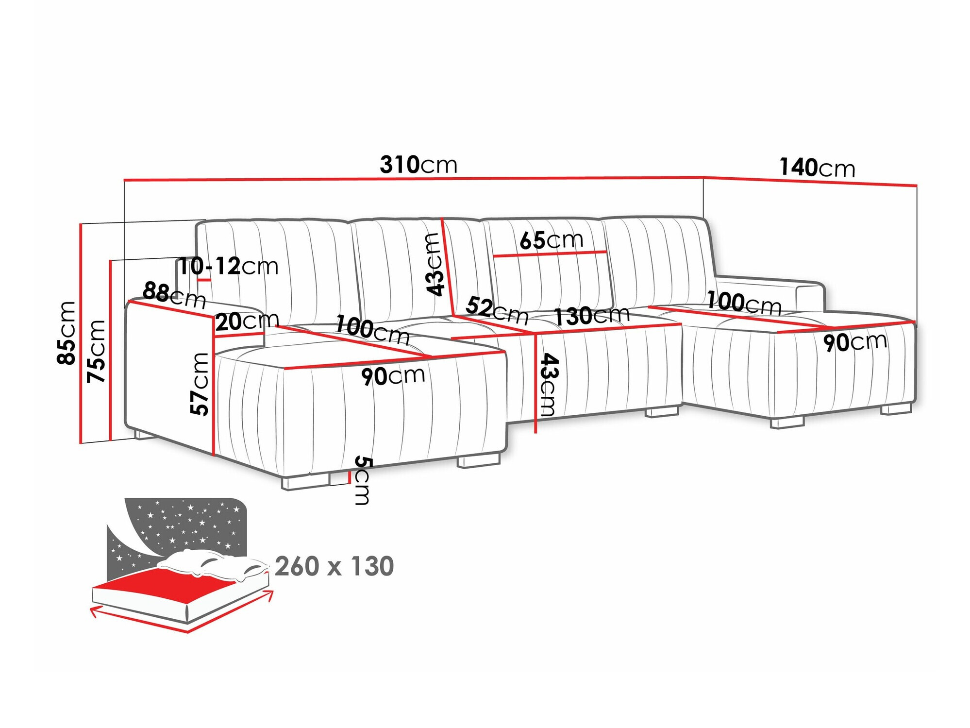 Sofá rinconero Columbus 232 (Manila 21)