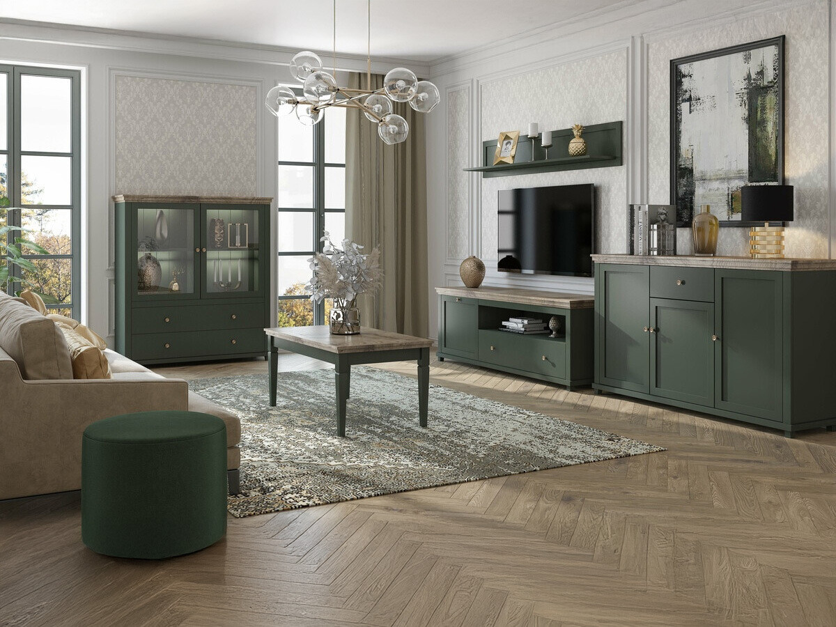 Cómoda Tolnue 105 (Verde oscuro + Roble de lefkada)