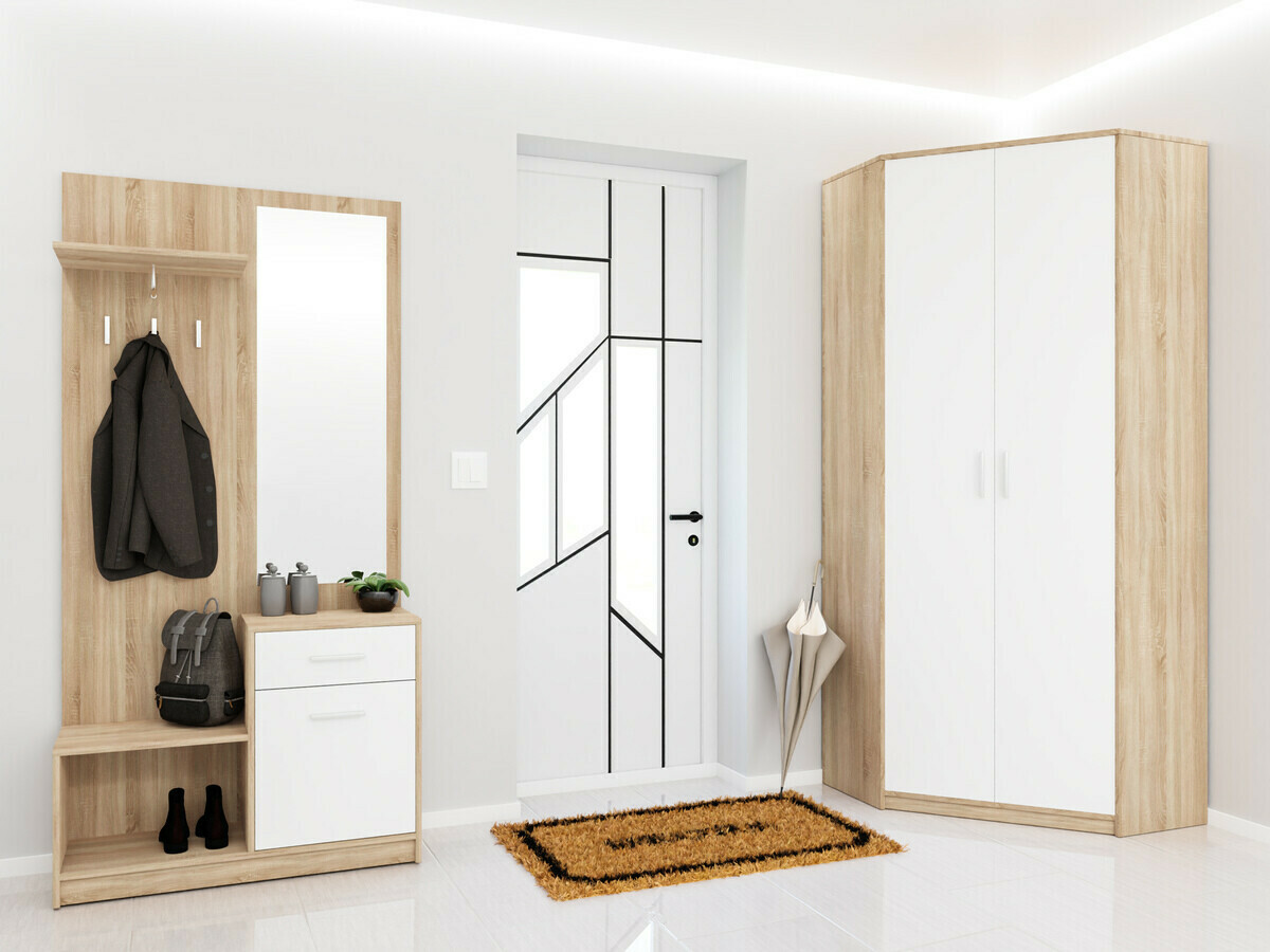 Armario de rincón Novsore 119 (Roble Sonoma + Blanco)